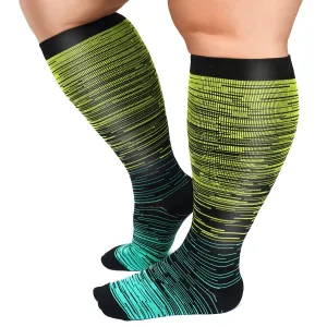 1-Pairs Gradient Big Calf Compression Socks for Man and Woman (20-30 mmHG）| ACTINPUT