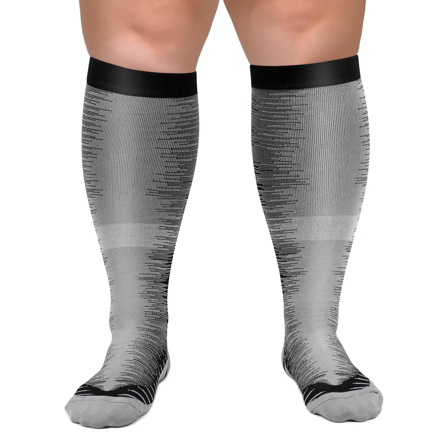 1-Pairs Grey Big Calf Compression Socks for Man and Woman (20-30 mmHG）| ACTINPUT