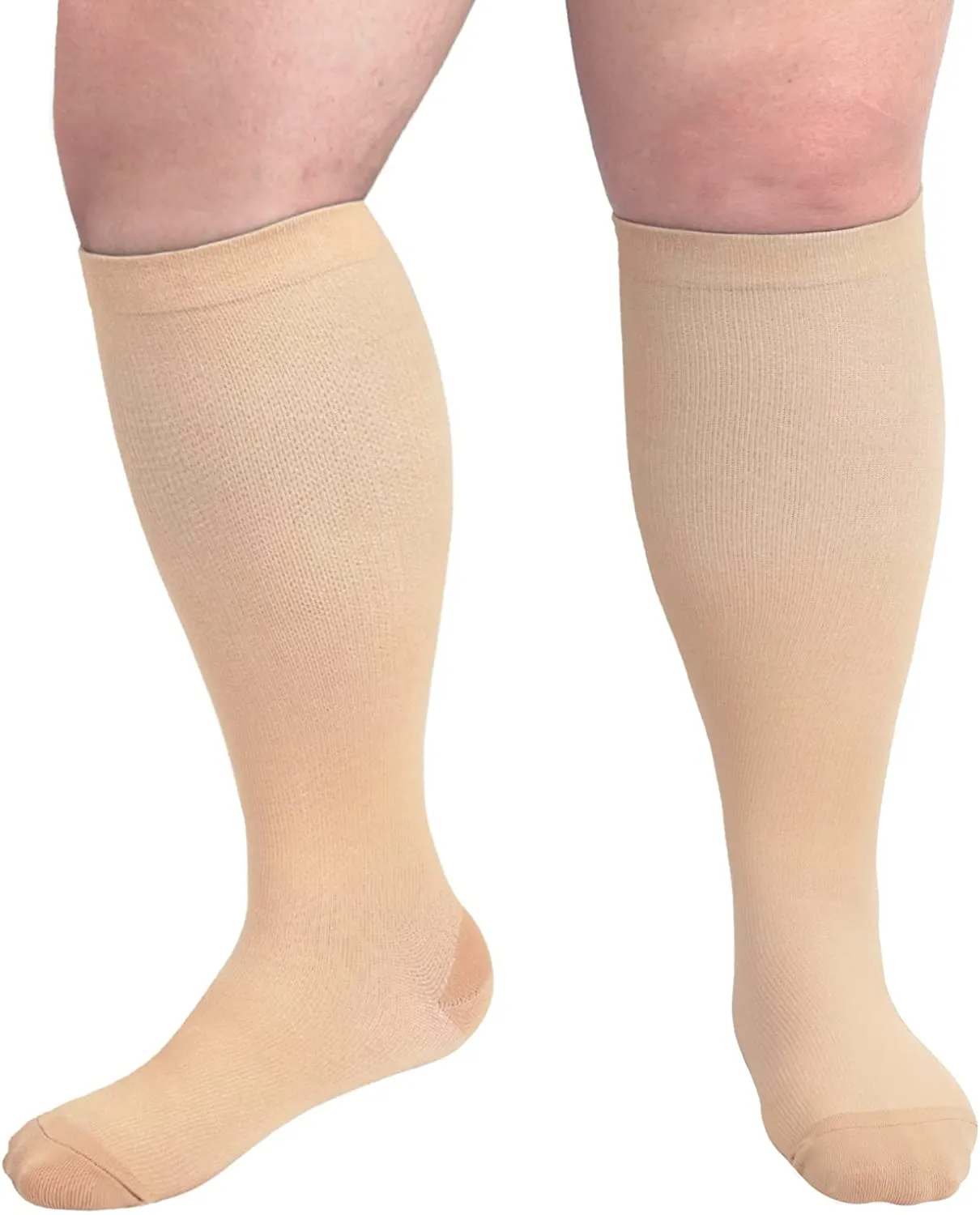 1-Pairs Nude Big Calf Compression Socks for Man and Woman (15-20 mmHG）| ACTINPUT
