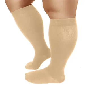 1-Pairs Nude Big Calf Compression Socks for Man and Woman (15-20 mmHG）| ACTINPUT