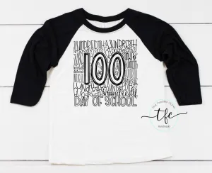 {100th Day Typography} Raglan