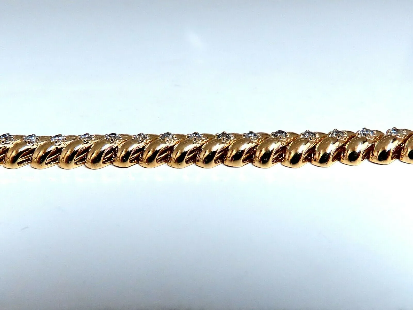 1.04ct Round Diamonds Slant Link Bracelet 14kt Gold