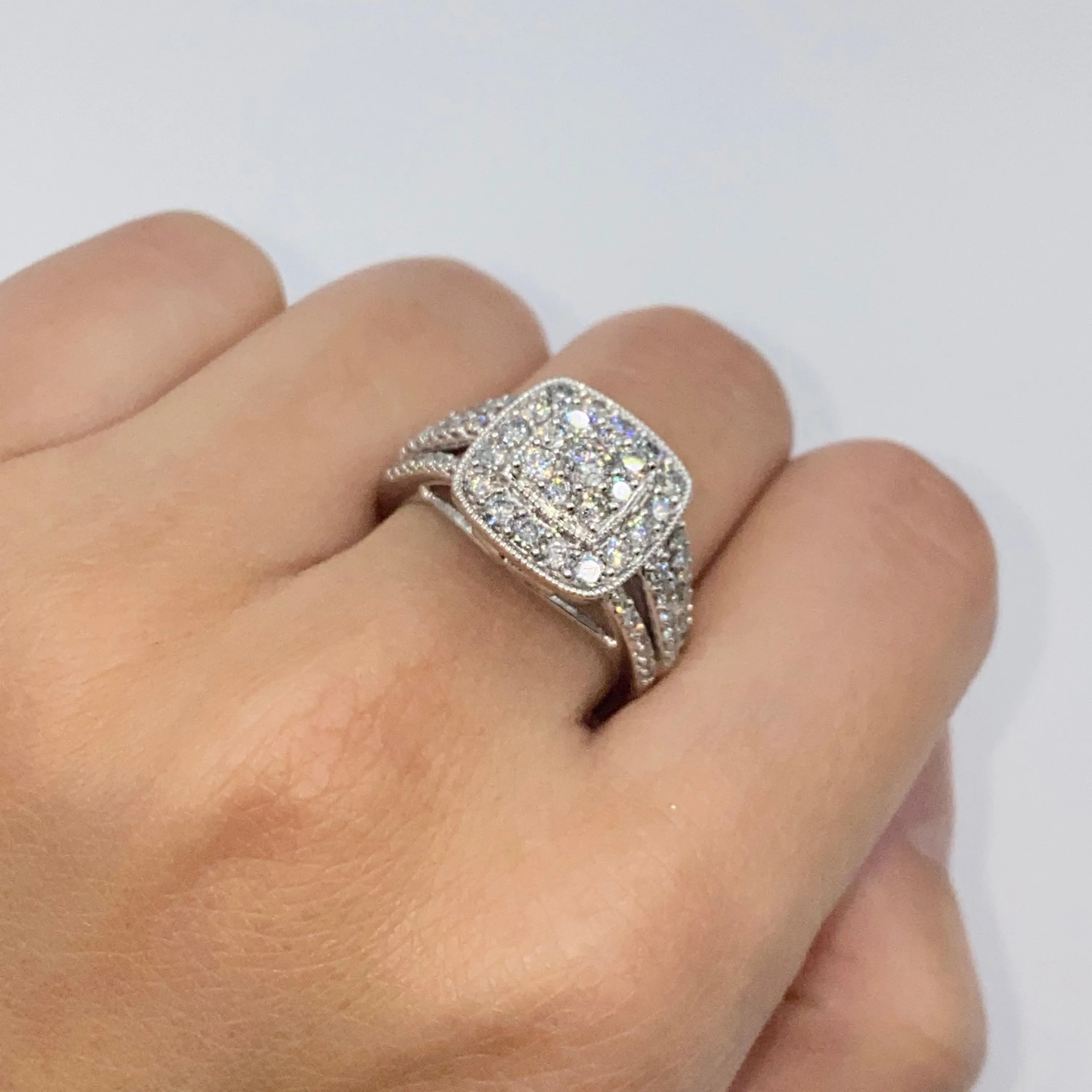 10K Rounded Square Diamond Ring
