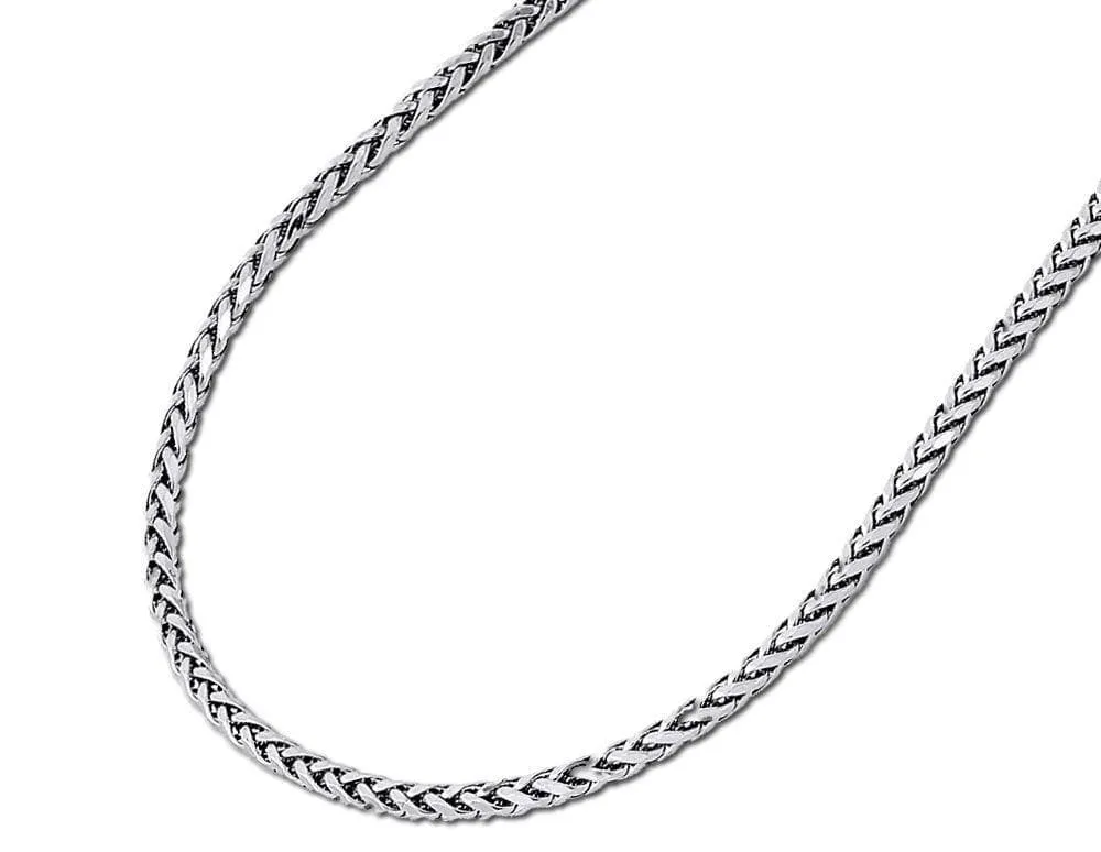 10K White Gold 4MM Rounded Palm Chain Necklace