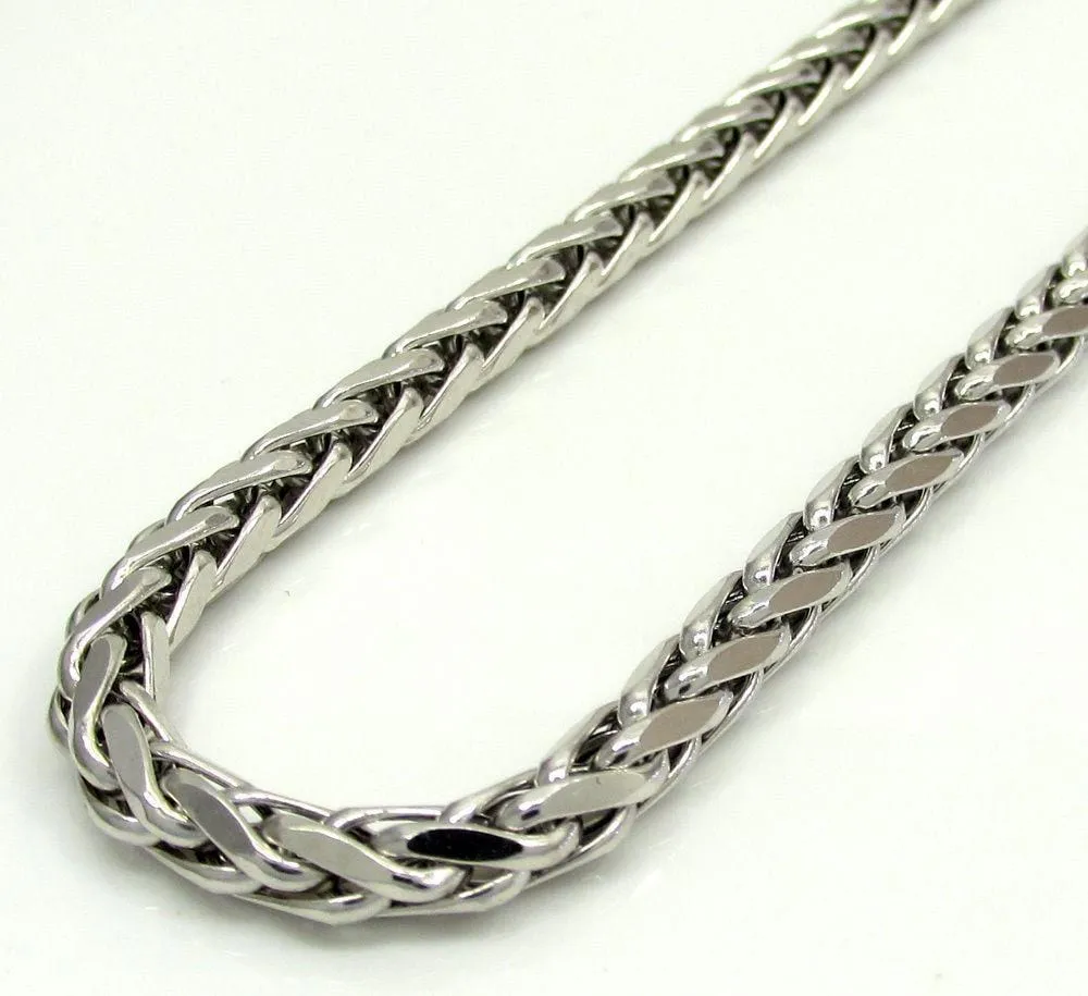 10K White Gold 4MM Rounded Palm Chain Necklace
