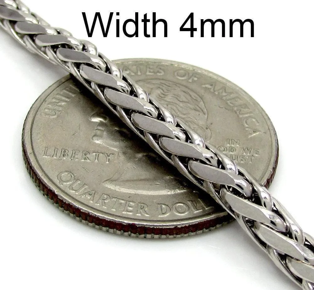10K White Gold 4MM Rounded Palm Chain Necklace