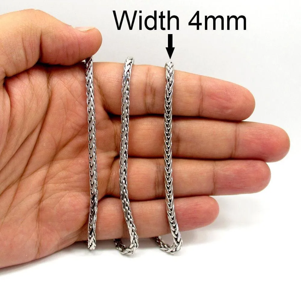 10K White Gold 4MM Rounded Palm Chain Necklace