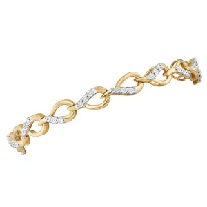 10K Yellow Gold Diamond Linked Teardrop Fashion Bracelet 1/6 Cttw