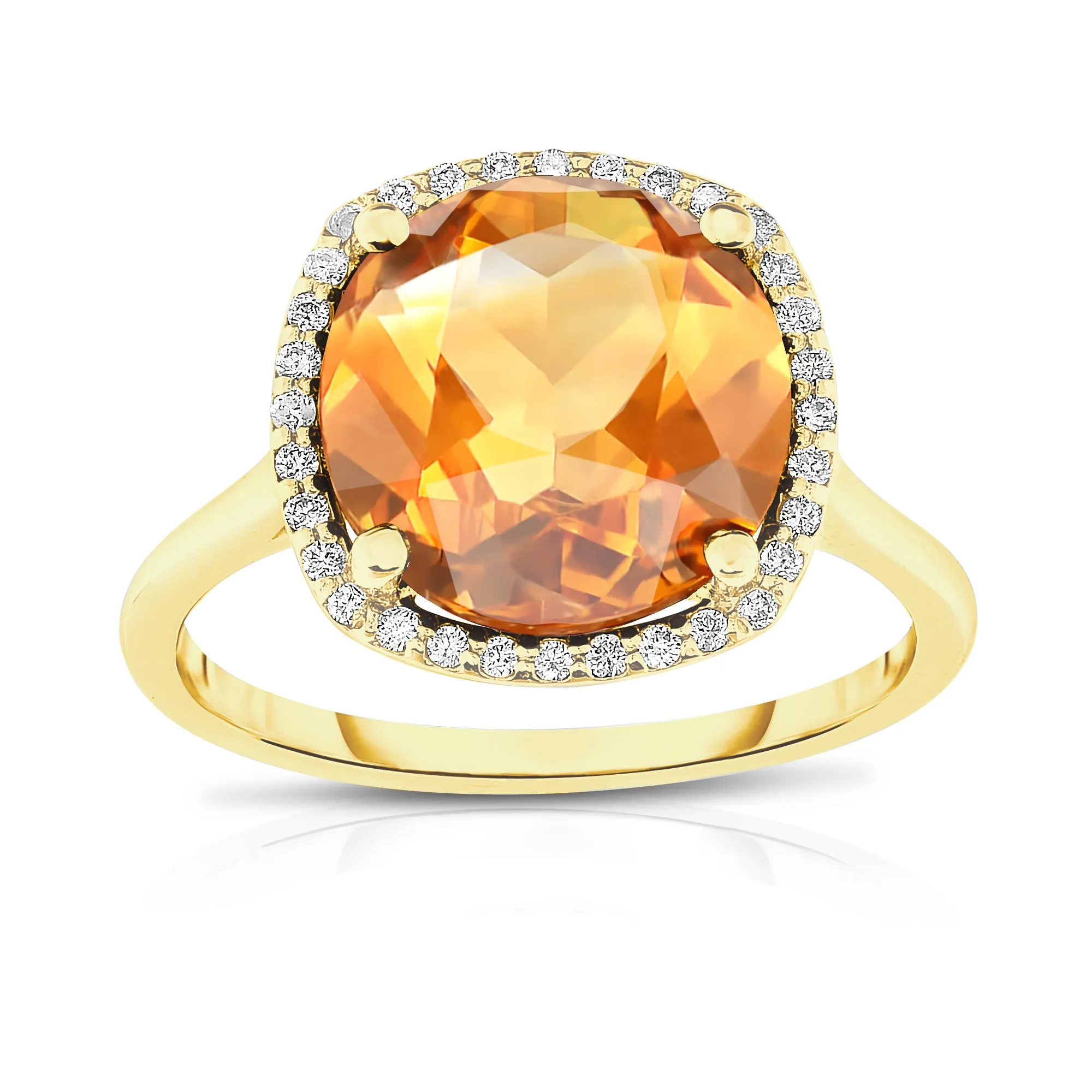 11MM Citrine & Diamond Wedding Set in 14K Gold