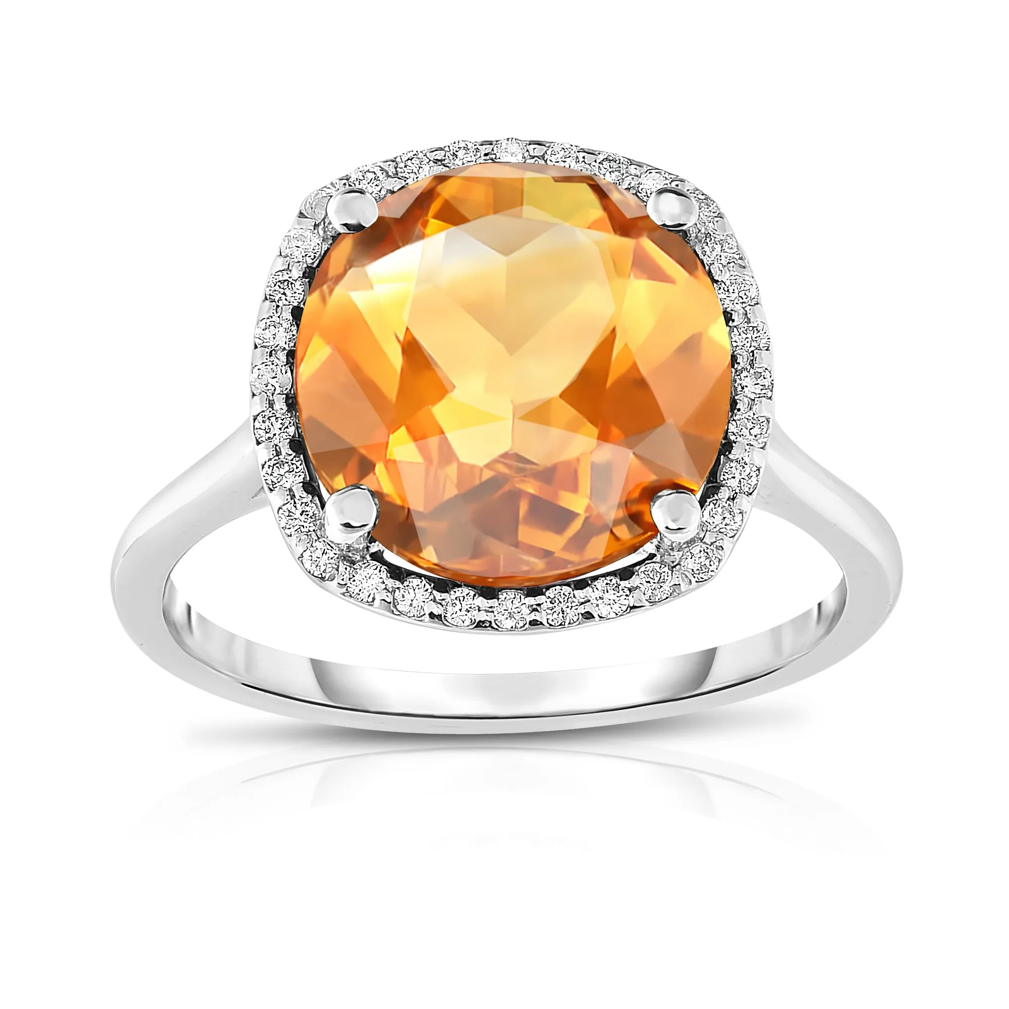 11MM Citrine & Diamond Wedding Set in 14K Gold