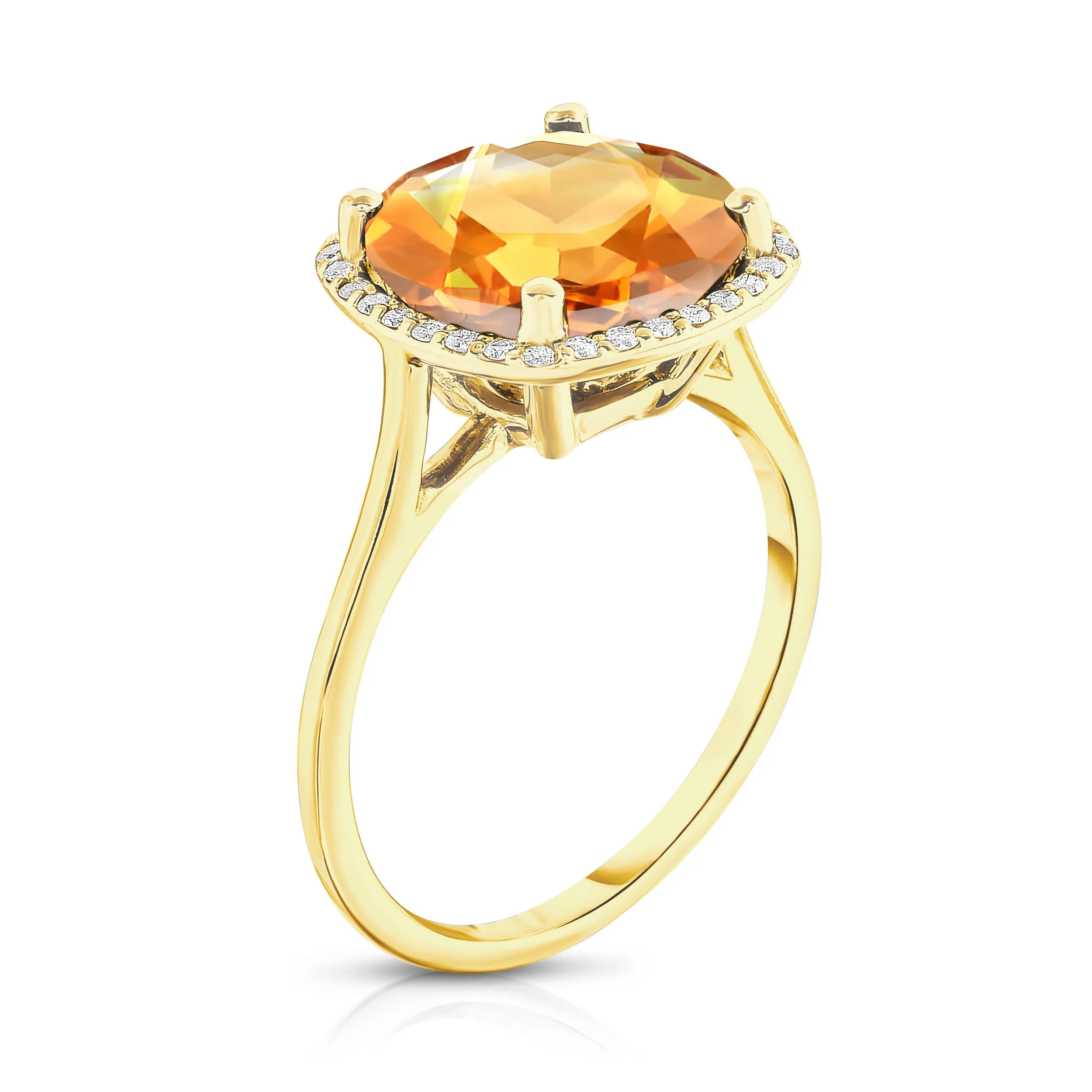 11MM Citrine & Diamond Wedding Set in 14K Gold