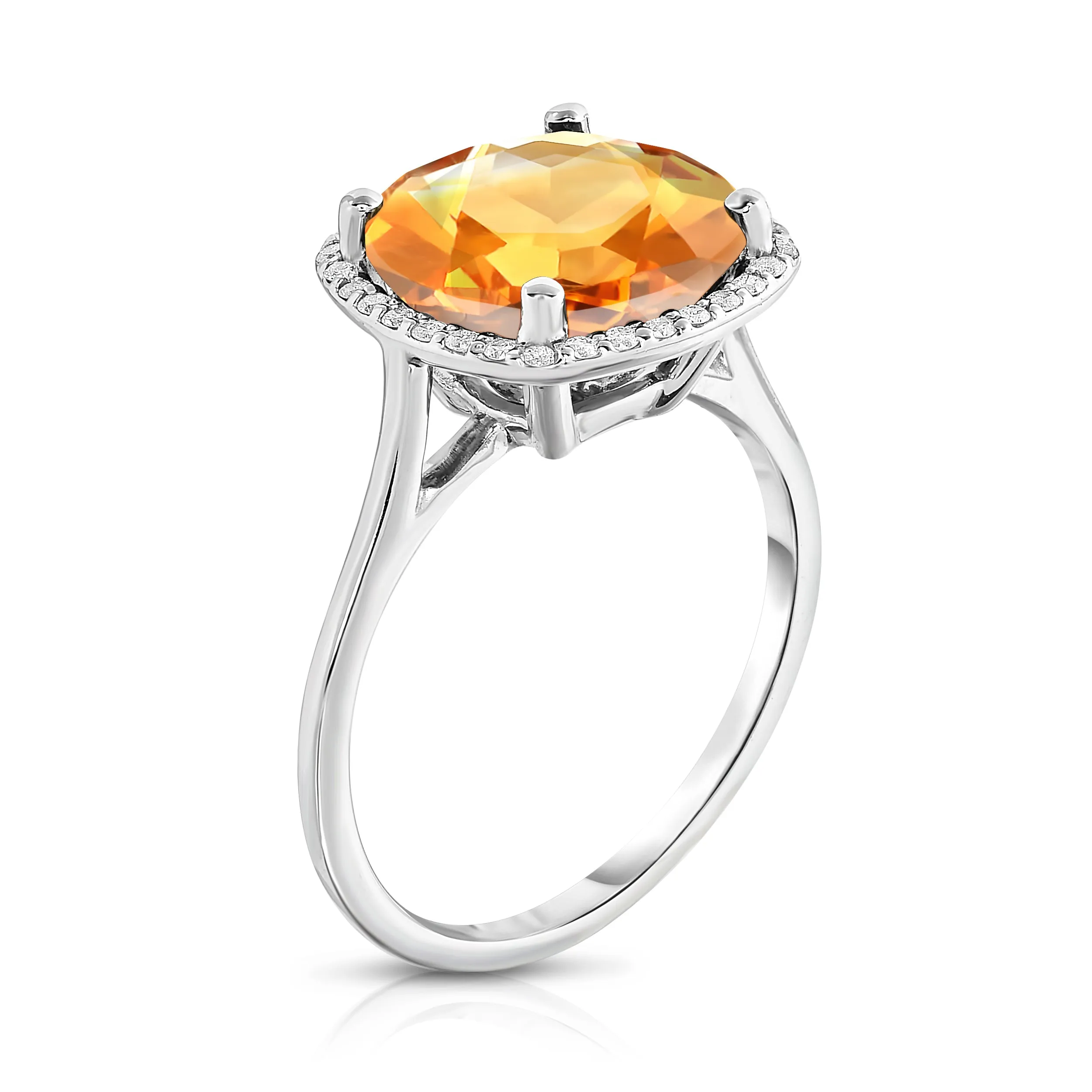 11MM Citrine & Diamond Wedding Set in 14K Gold