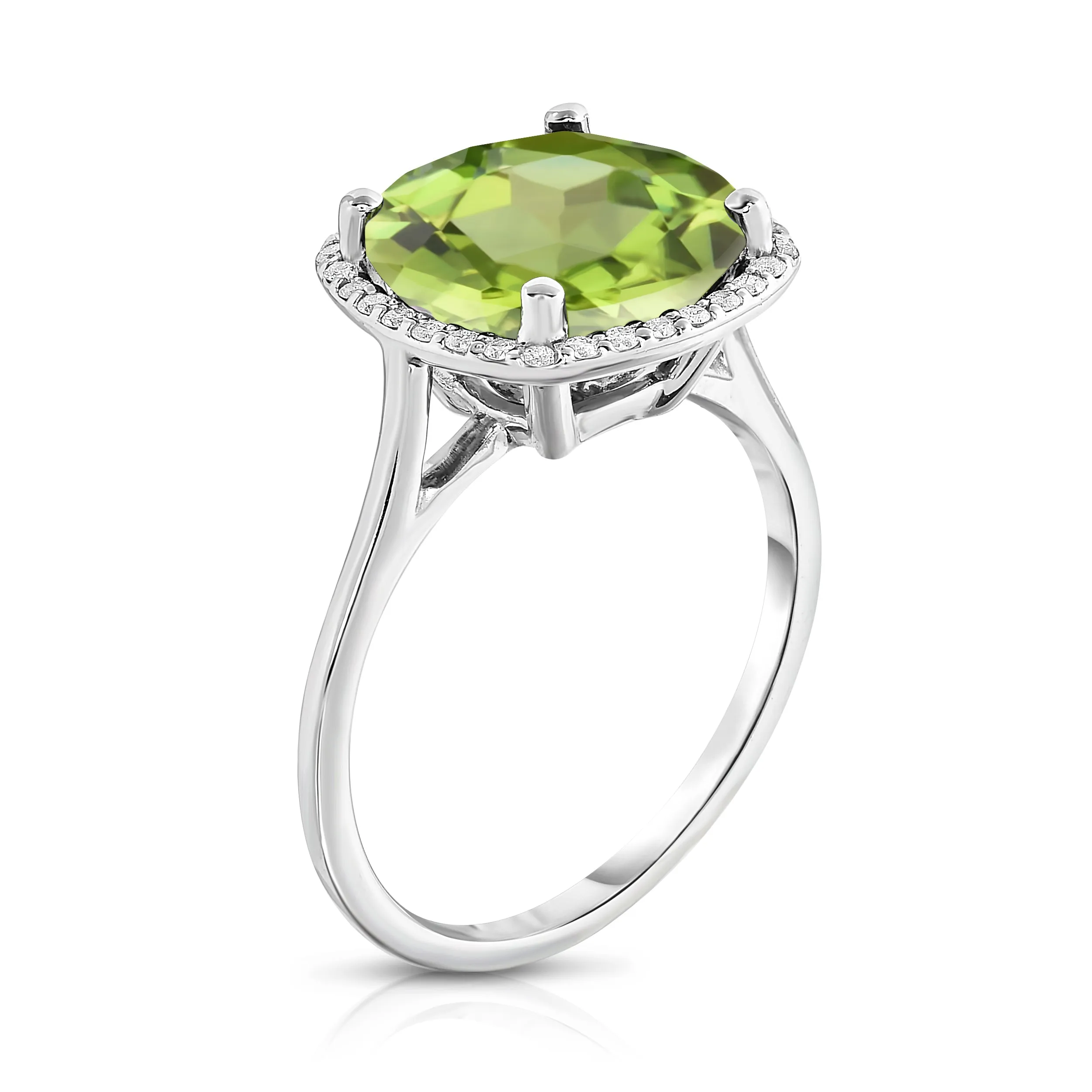 11MM Peridot & Diamond Wedding Set in 14K Gold
