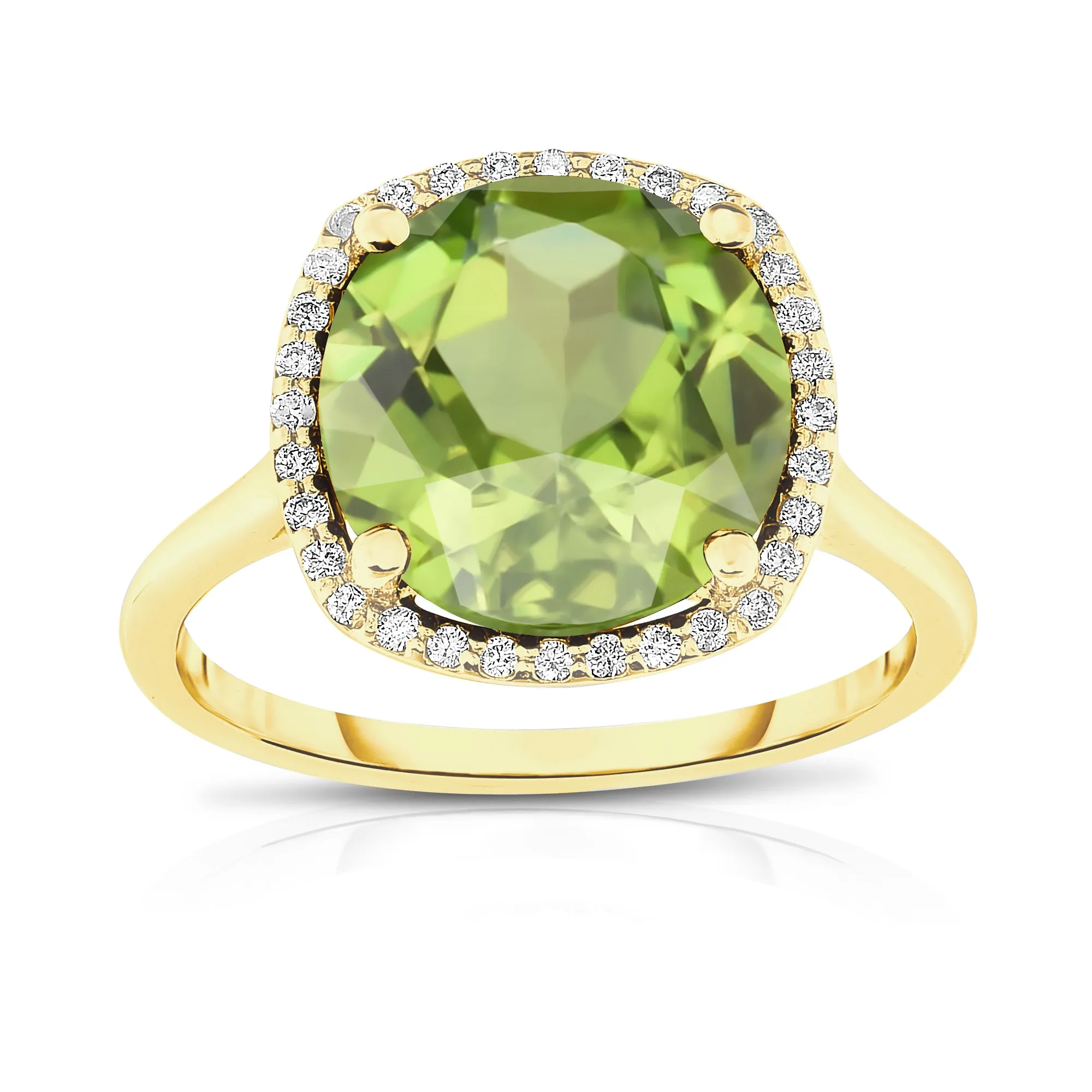 11MM Peridot & Diamond Wedding Set in 14K Gold