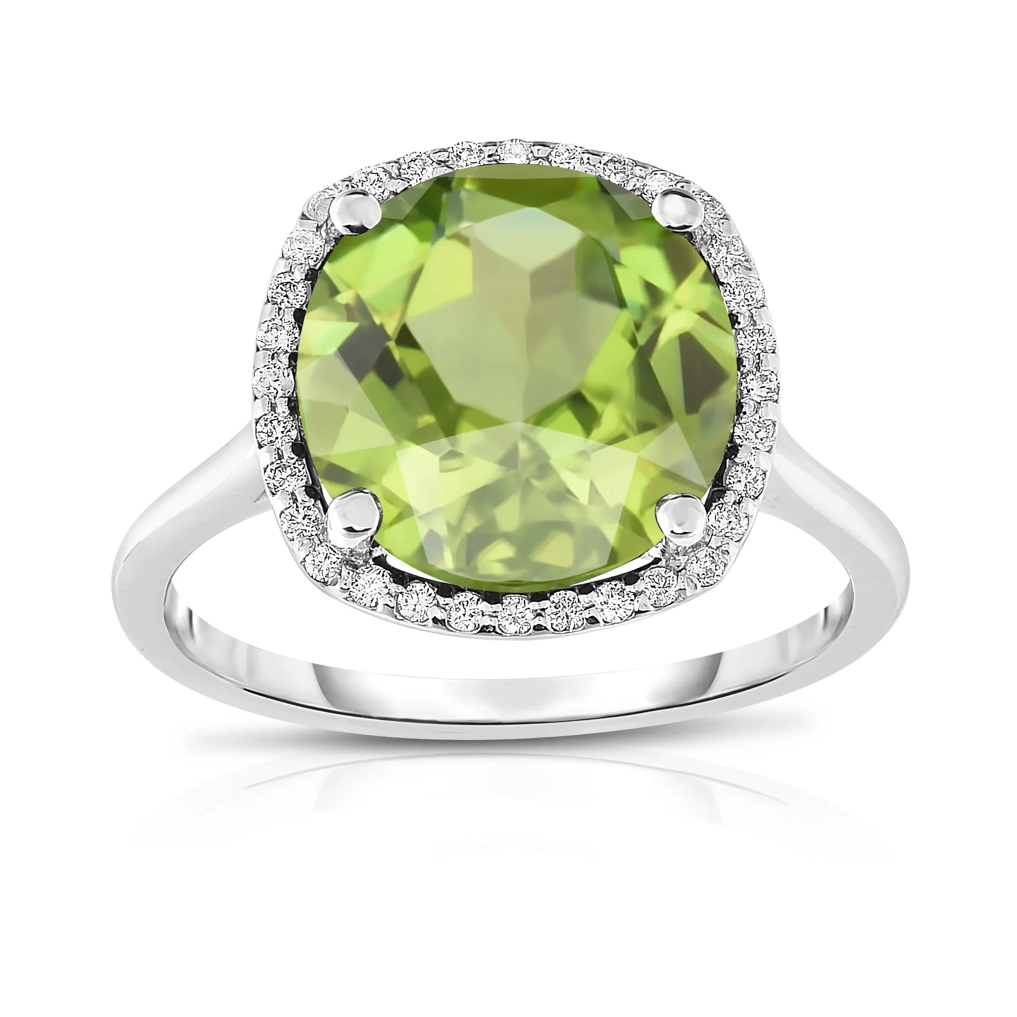 11MM Peridot & Diamond Wedding Set in 14K Gold