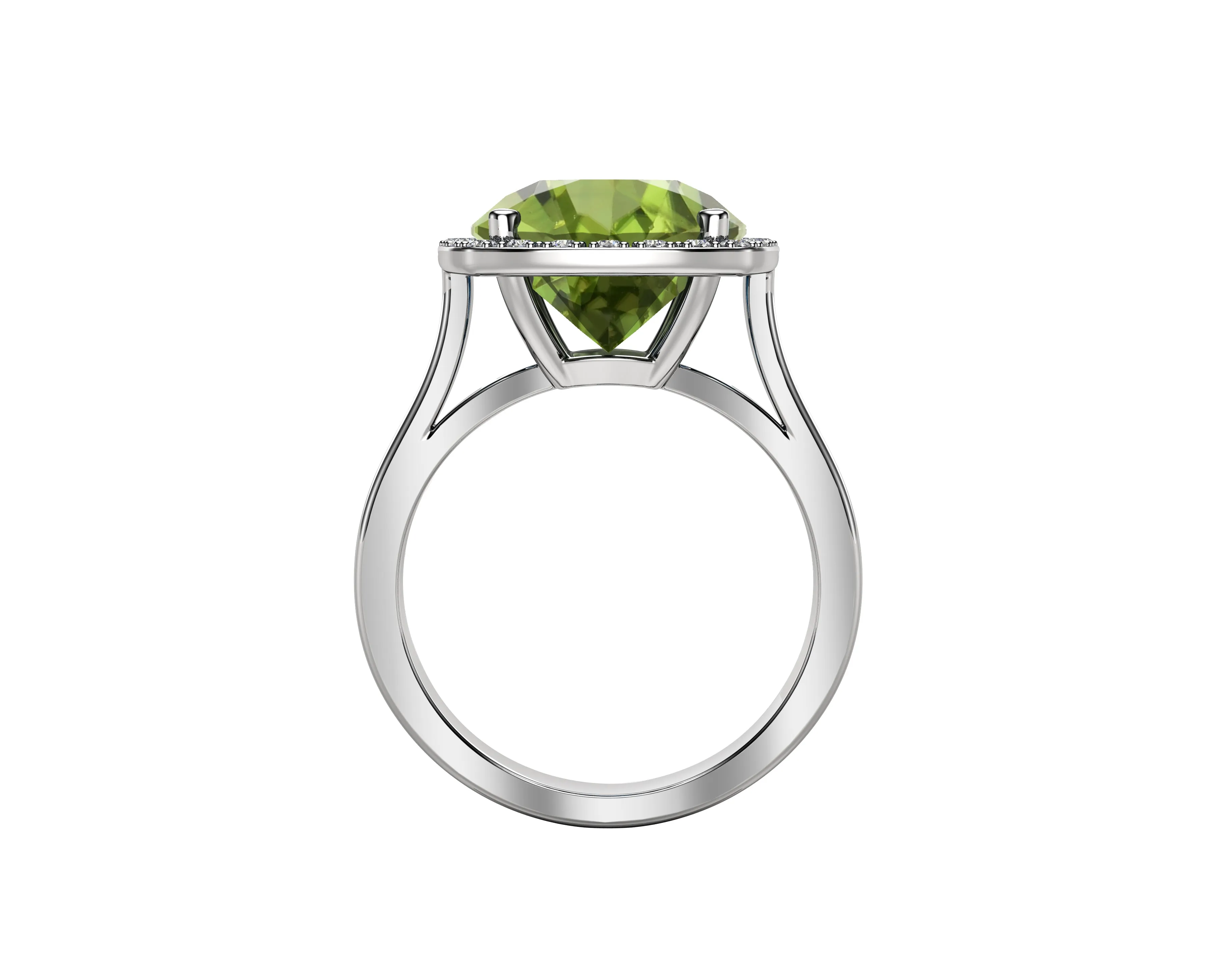 11MM Peridot & Diamond Wedding Set in 14K Gold