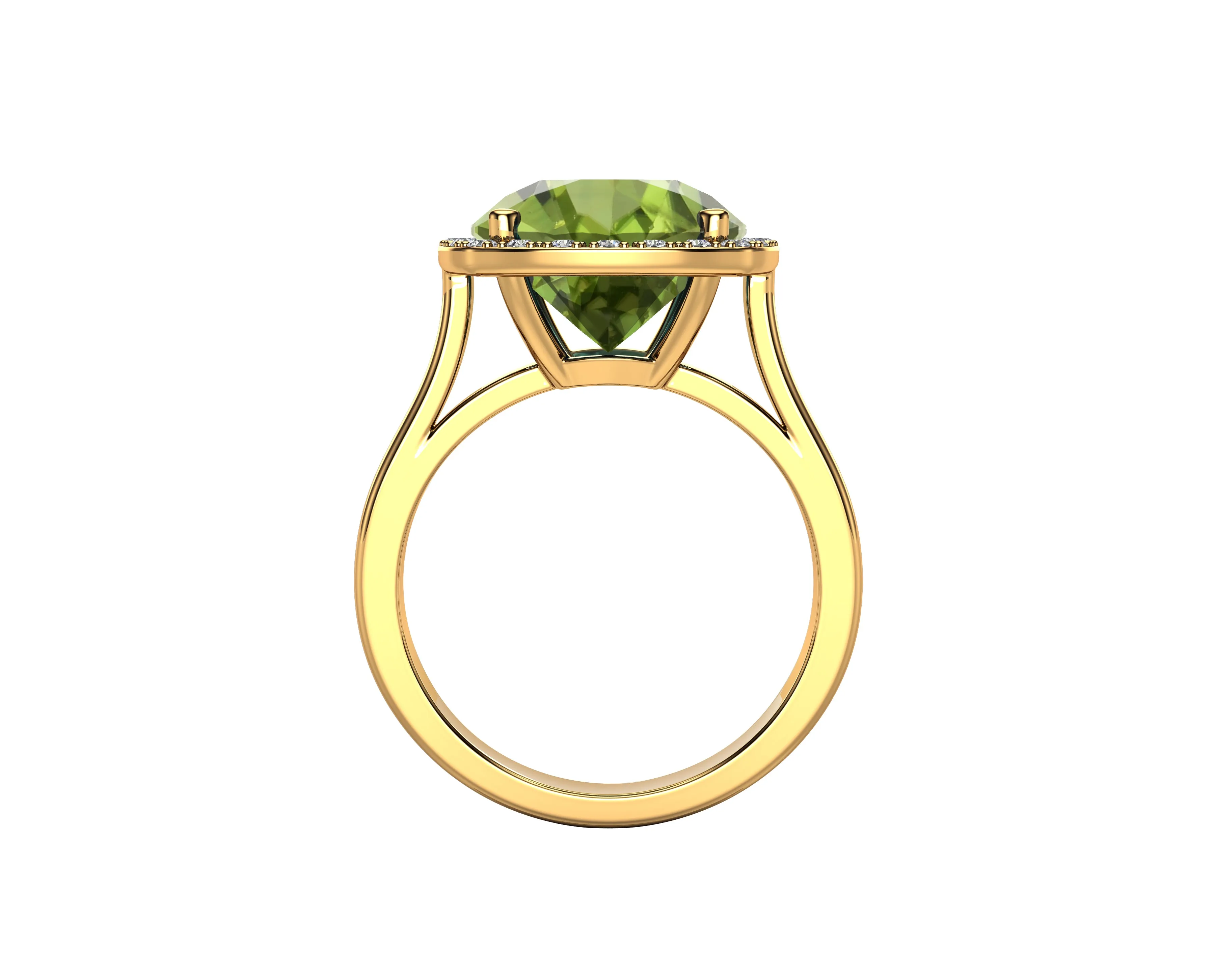 11MM Peridot & Diamond Wedding Set in 14K Gold