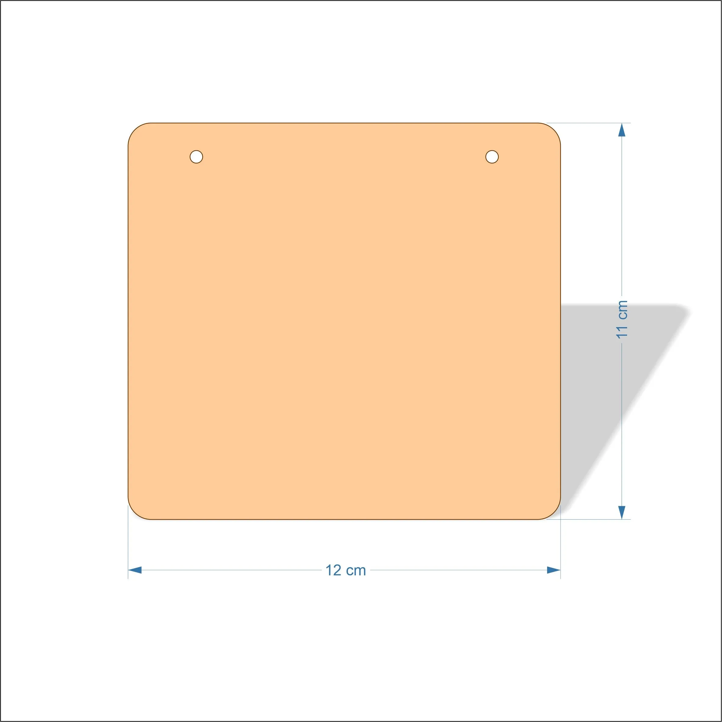 12 cm Wide 3mm thick MDF Plaques with rounded corners