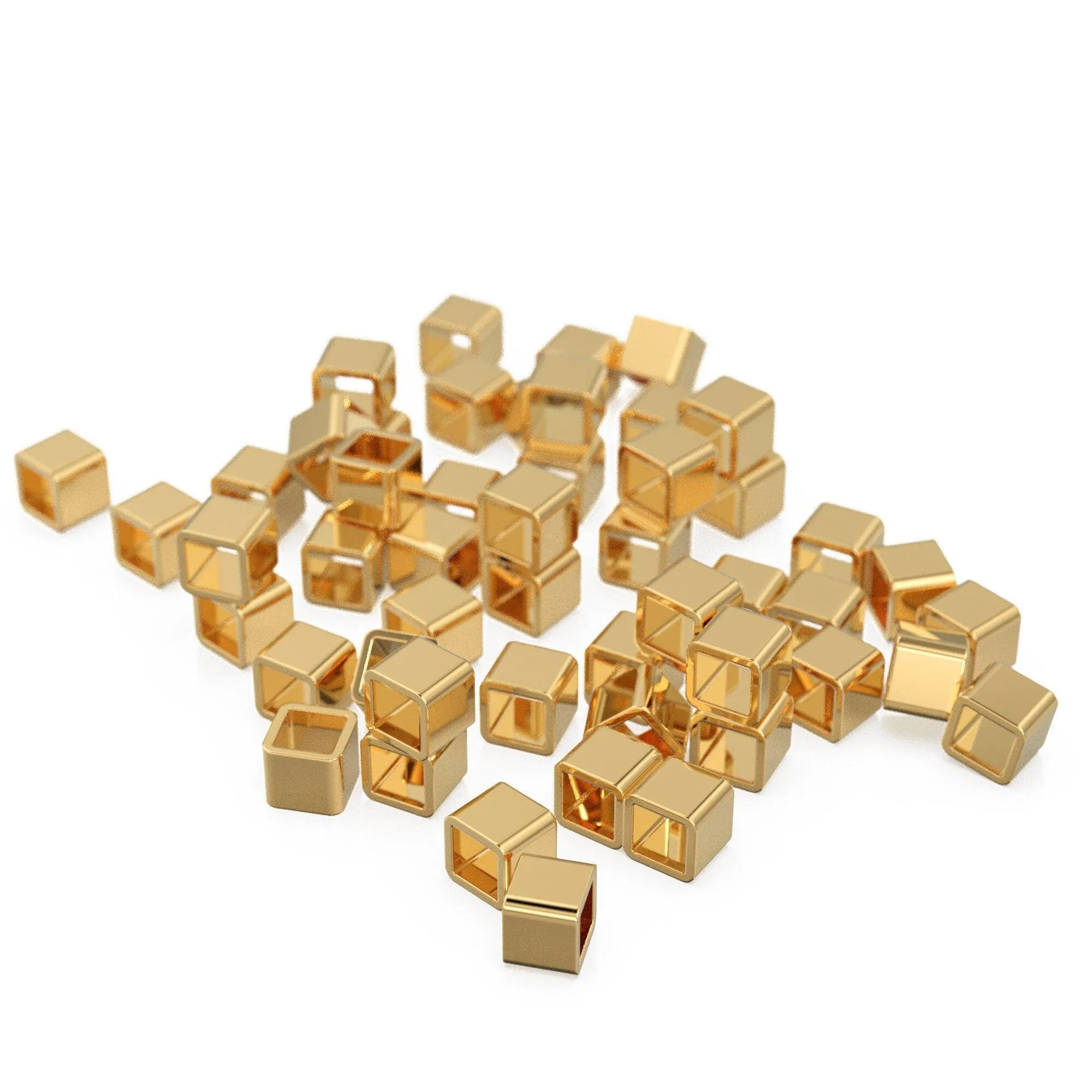 14k & 18K Solid Gold Square Beads Supported Charm. Gold Charm Findings Part, Bead Cap Part in 14k 18K Gold, Bead Caps Spacers End Cap DIY