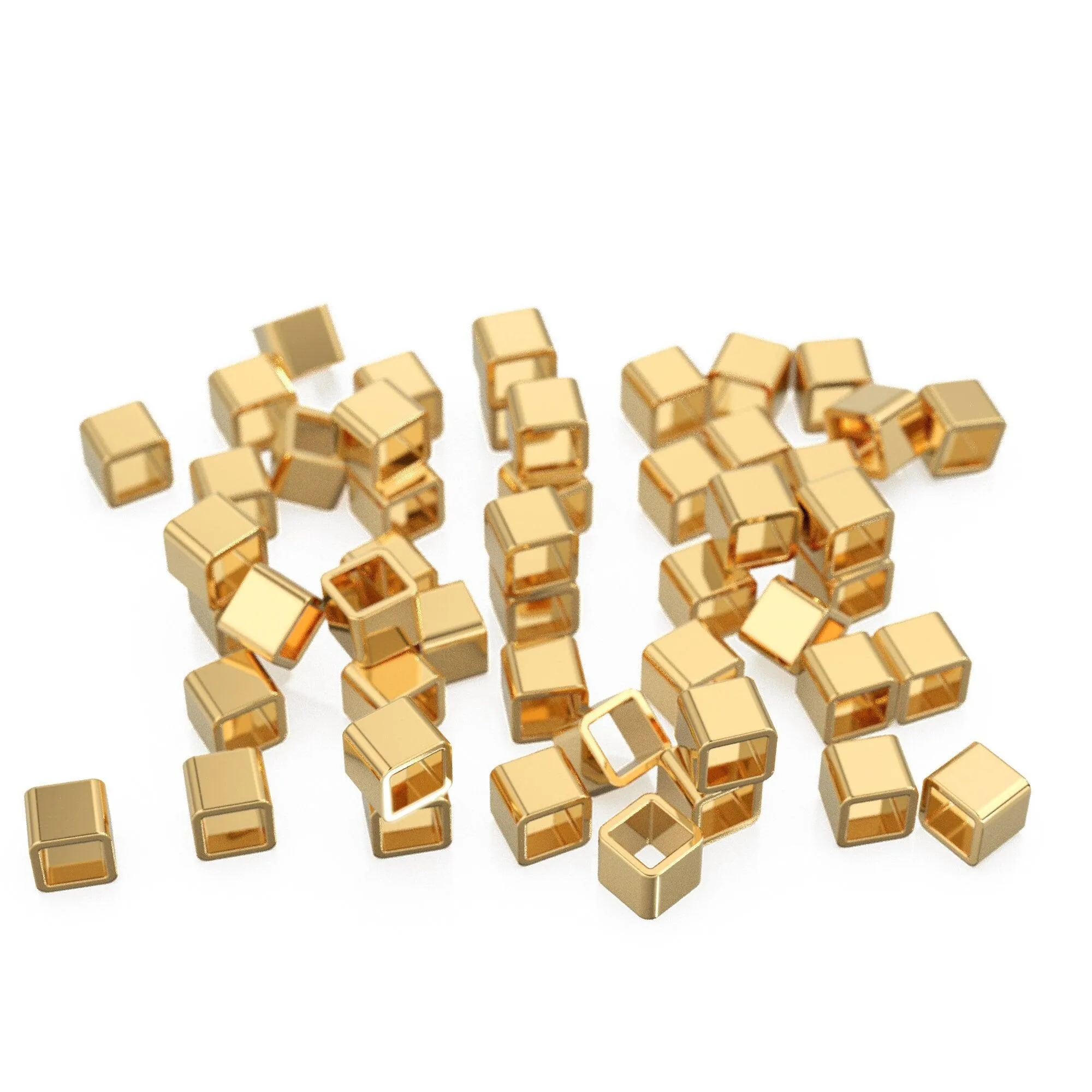 14k & 18K Solid Gold Square Beads Supported Charm. Gold Charm Findings Part, Bead Cap Part in 14k 18K Gold, Bead Caps Spacers End Cap DIY