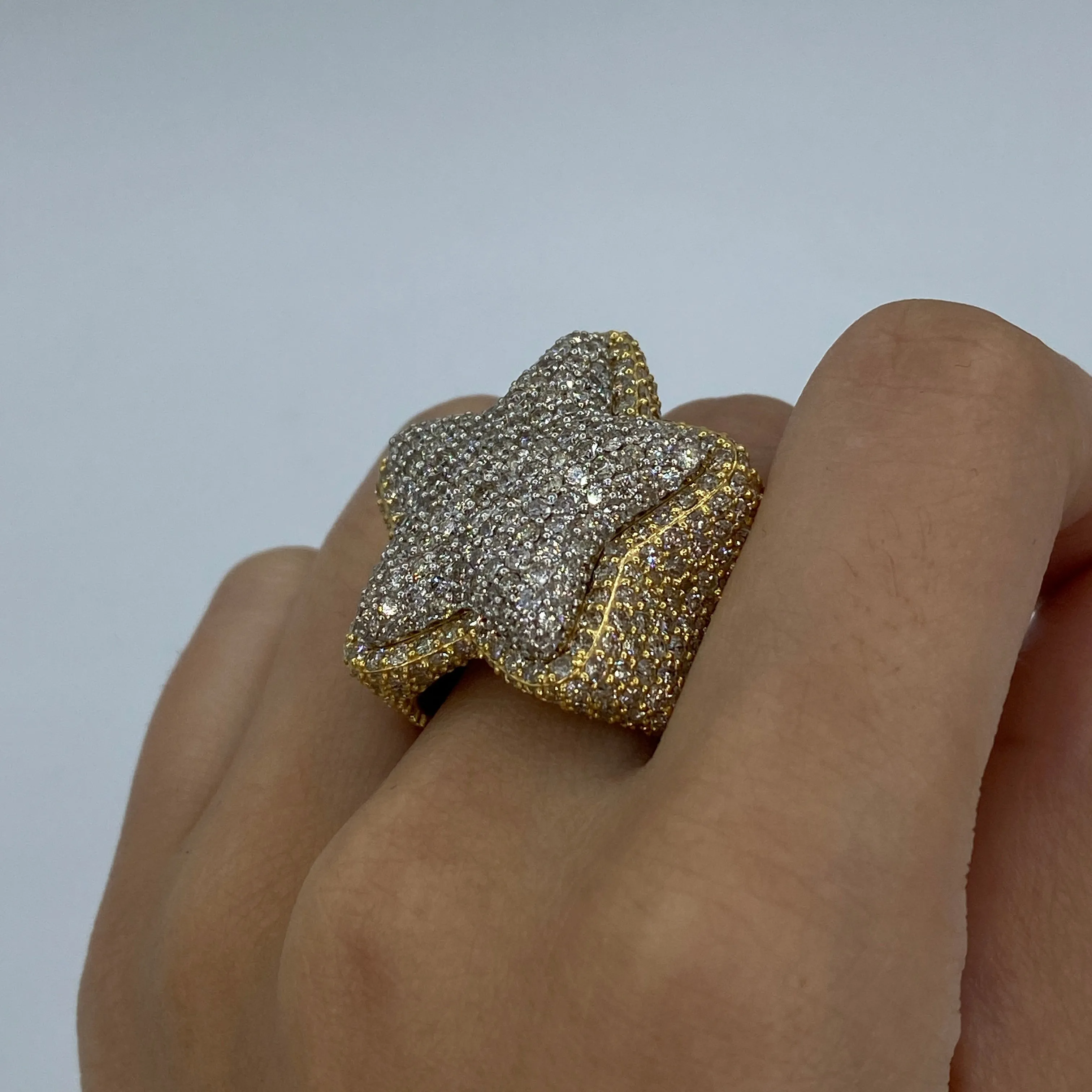 14K Custom Rounded Star Diamond Ring
