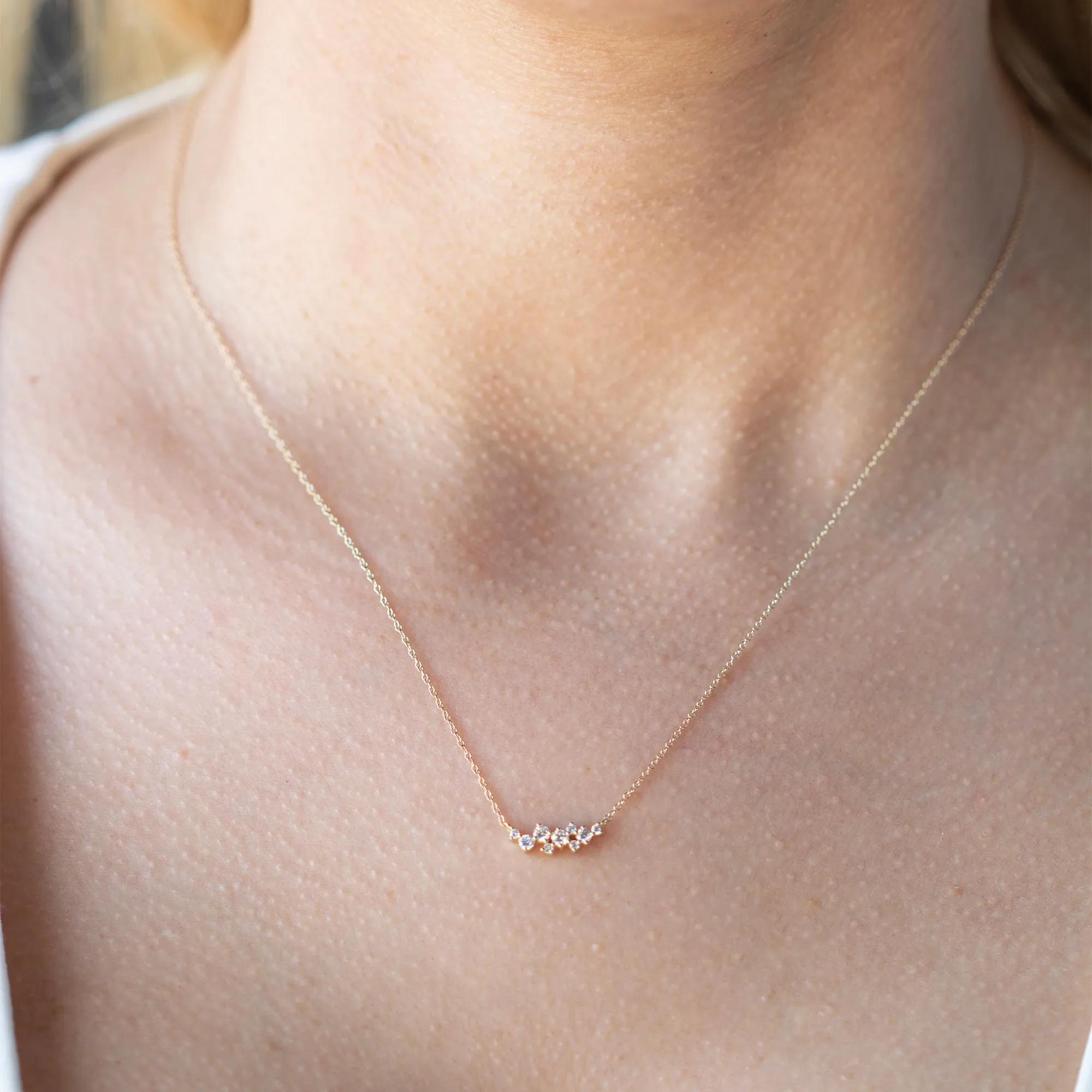 14K Diamond Cluster Necklace
