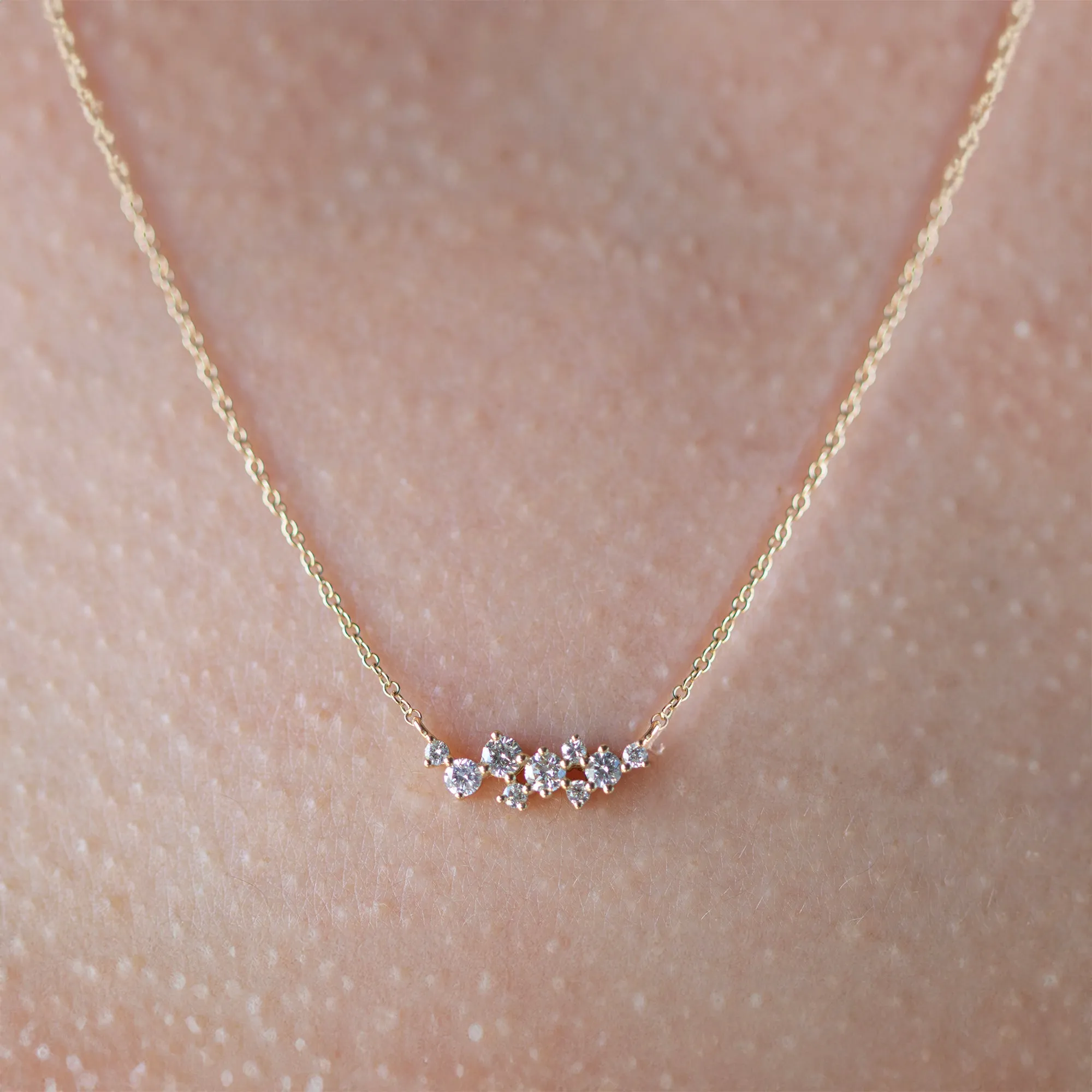 14K Diamond Cluster Necklace