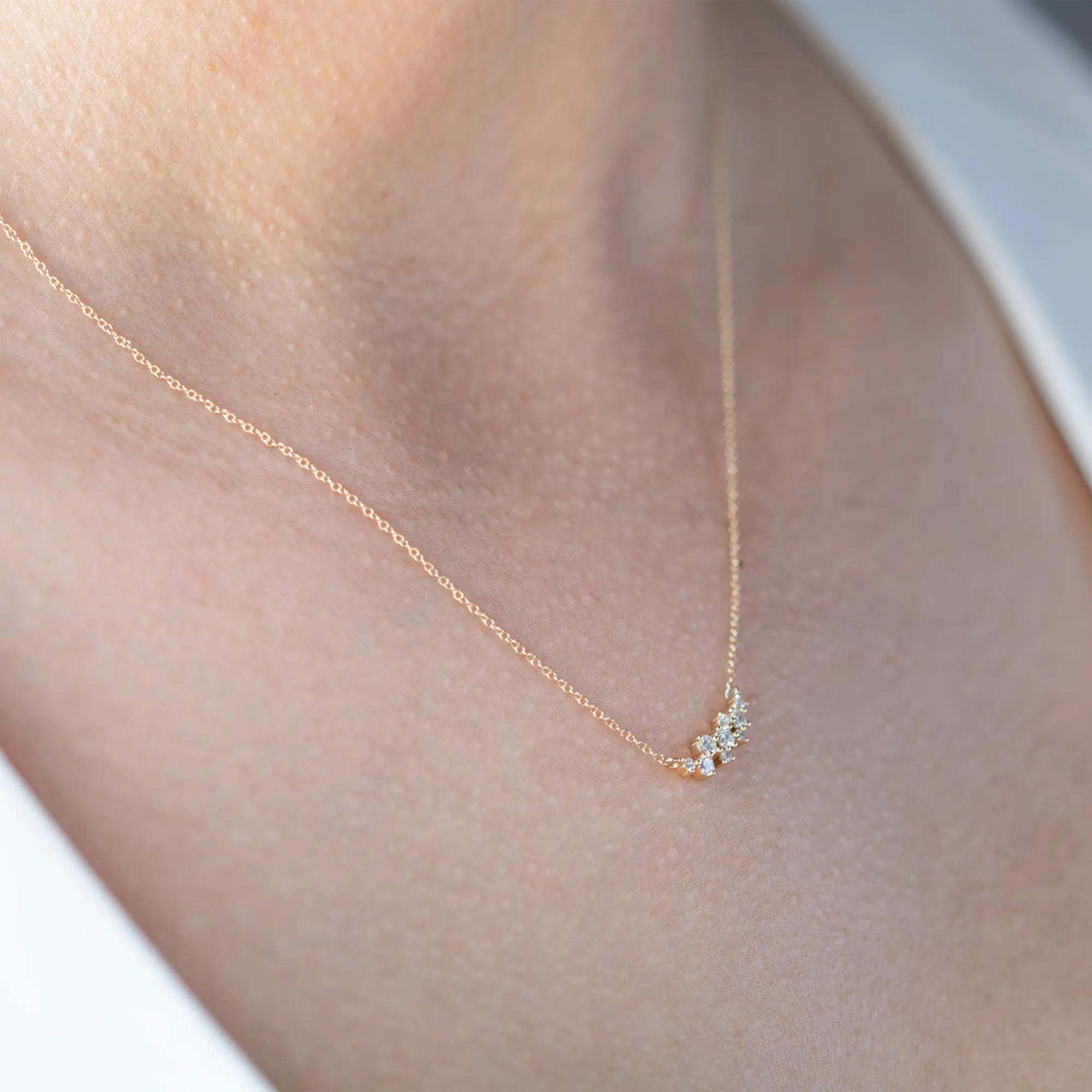 14K Diamond Cluster Necklace