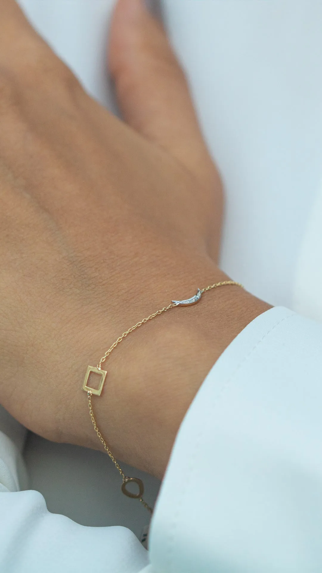 14K Gold 4 Element Symbols Diamond Bracelet