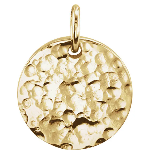 14K Gold 9.5mm Engravable Round Disc Pendant