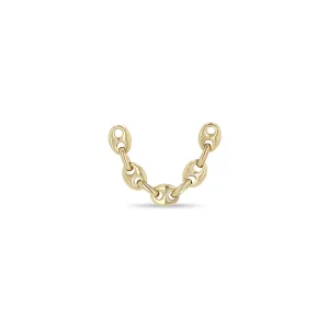 14k Gold Double Stud Small Mariner Chain Earring