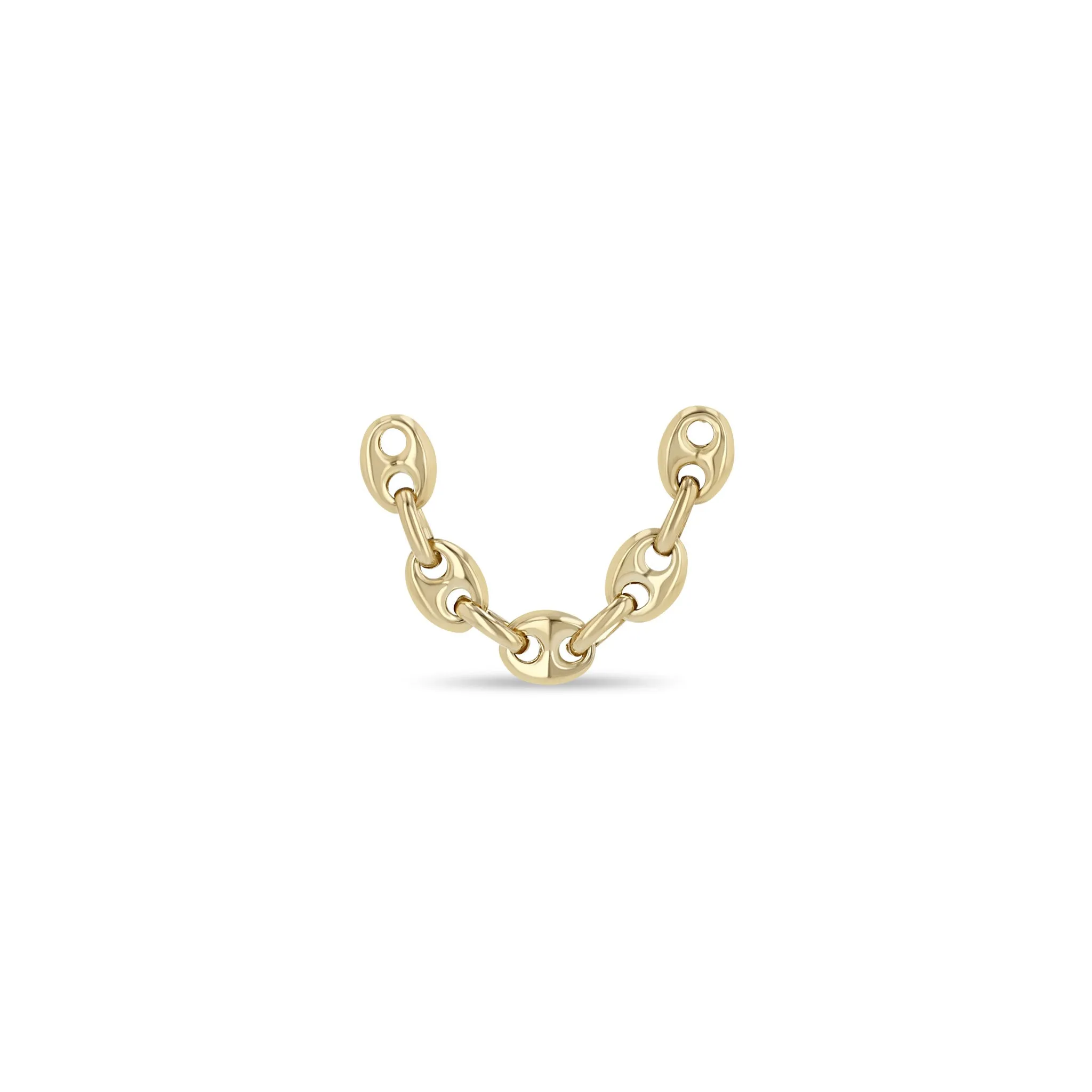 14k Gold Double Stud Small Mariner Chain Earring
