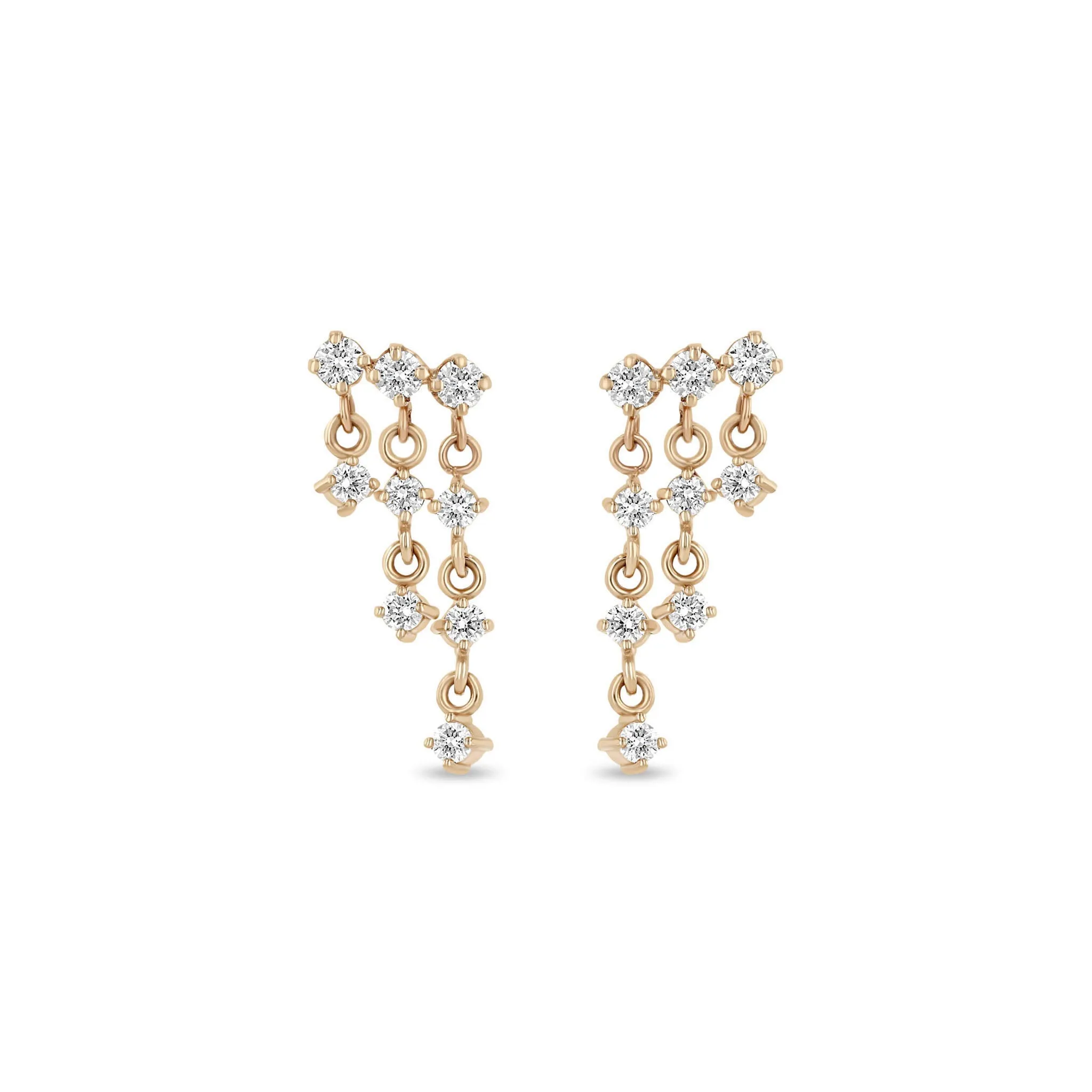 14k Linked Prong Diamond Waterfall Earrings