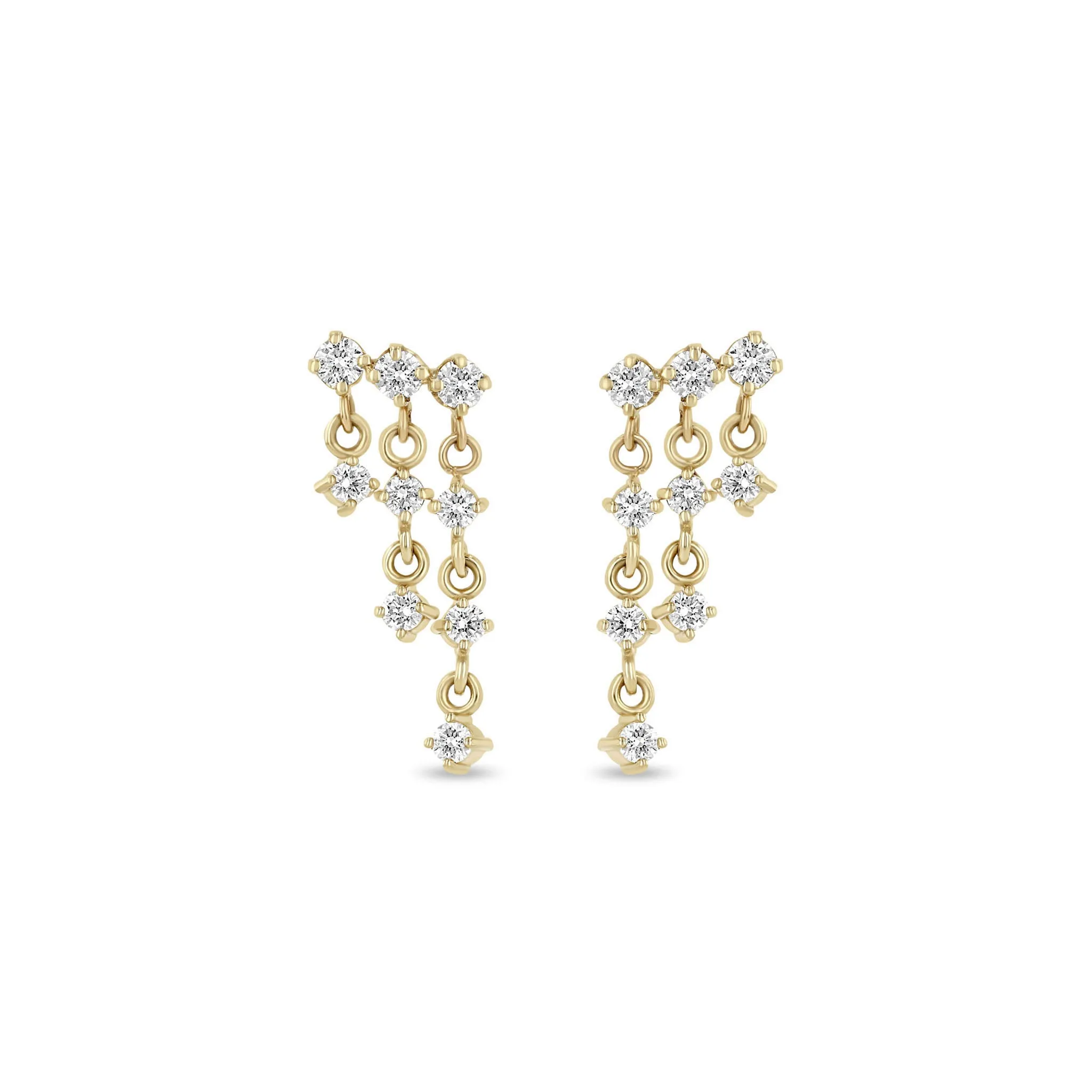 14k Linked Prong Diamond Waterfall Earrings