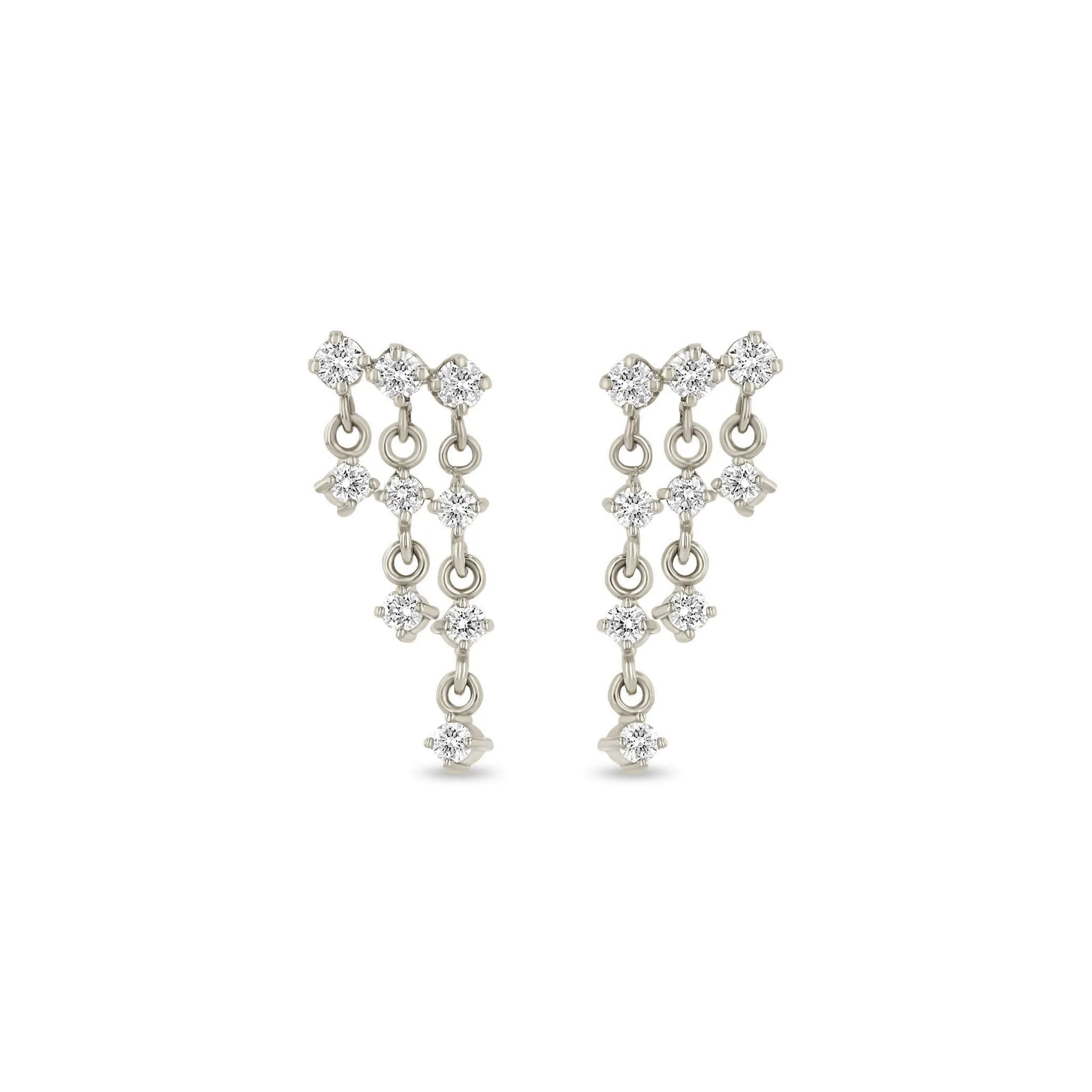 14k Linked Prong Diamond Waterfall Earrings