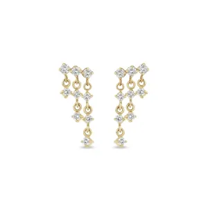14k Linked Prong Diamond Waterfall Earrings