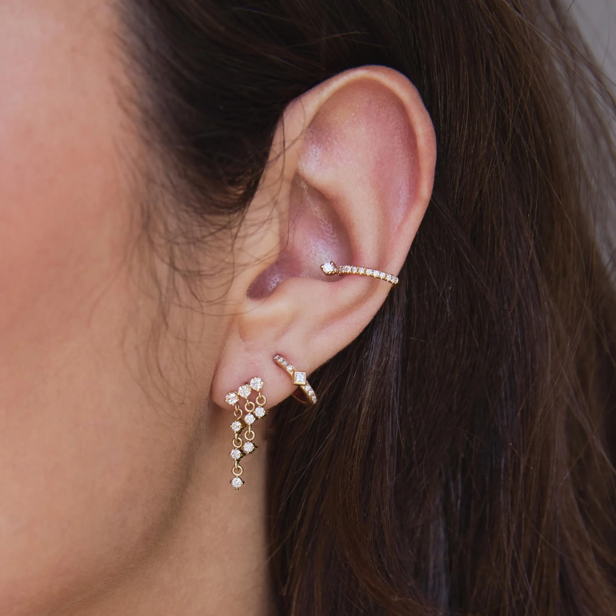 14k Linked Prong Diamond Waterfall Earrings