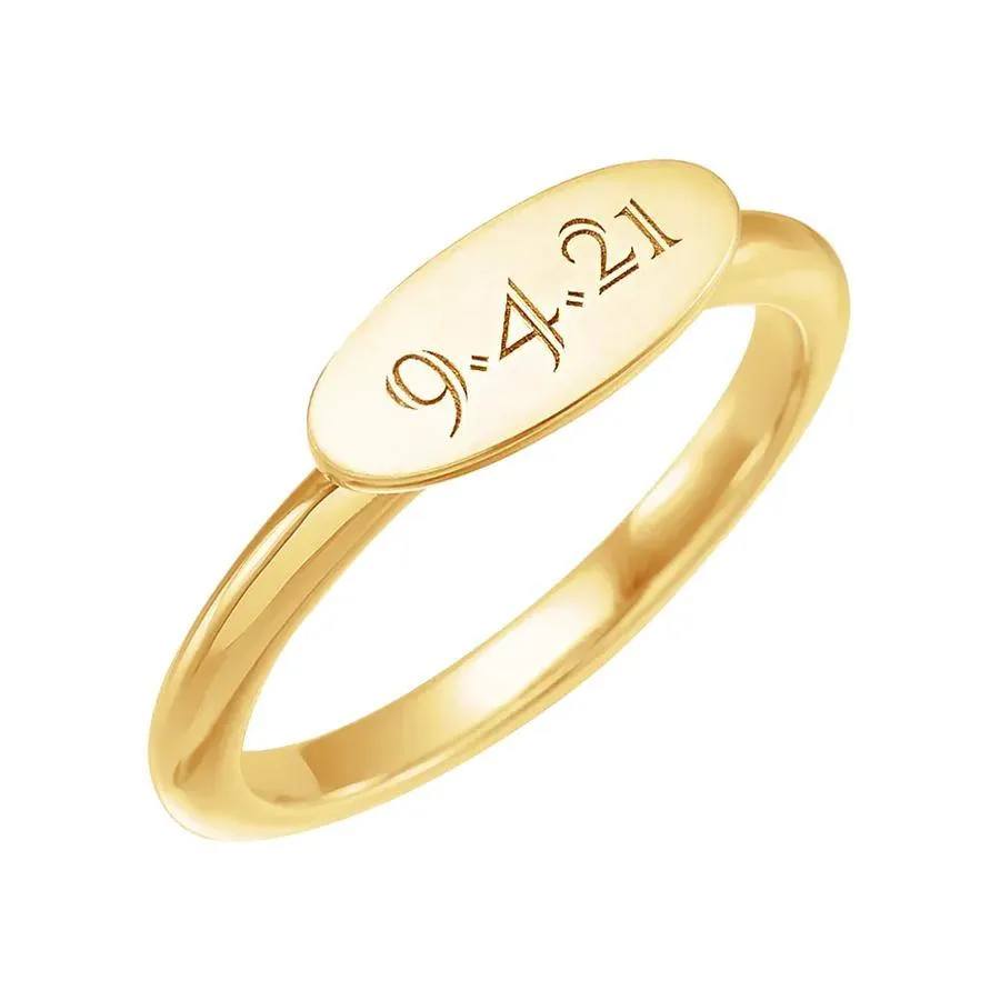 14K Rose Gold 13x5.5 mm Oval Signet Ring