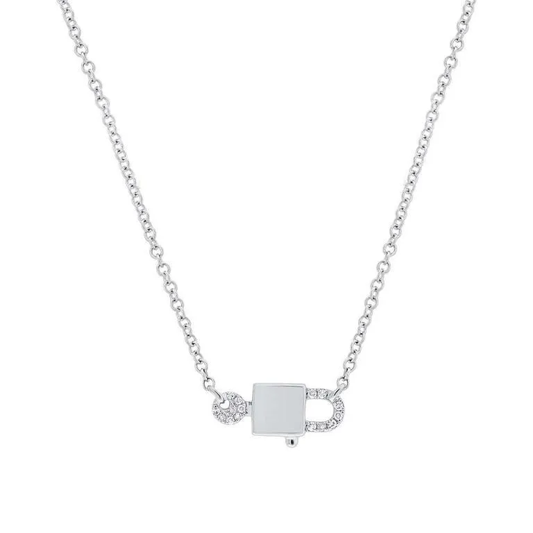 14K Rose Gold Diamond Lock & Key Necklace