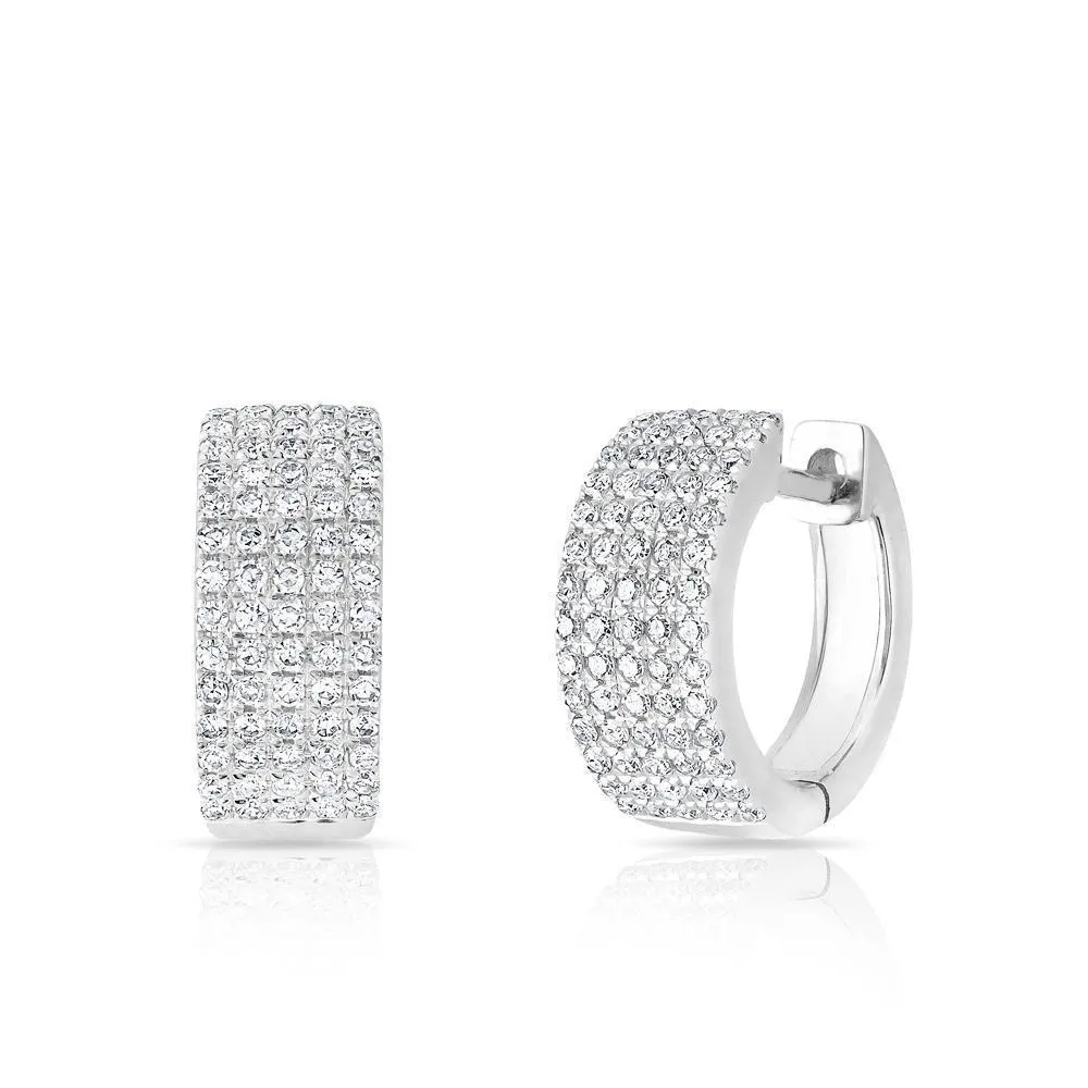 14K Rose Gold Diamond Pave Thick Huggie Earrings
