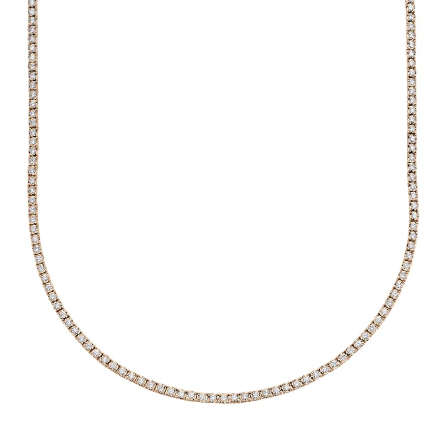 14K Rose Gold Diamond Small Tennis Necklace