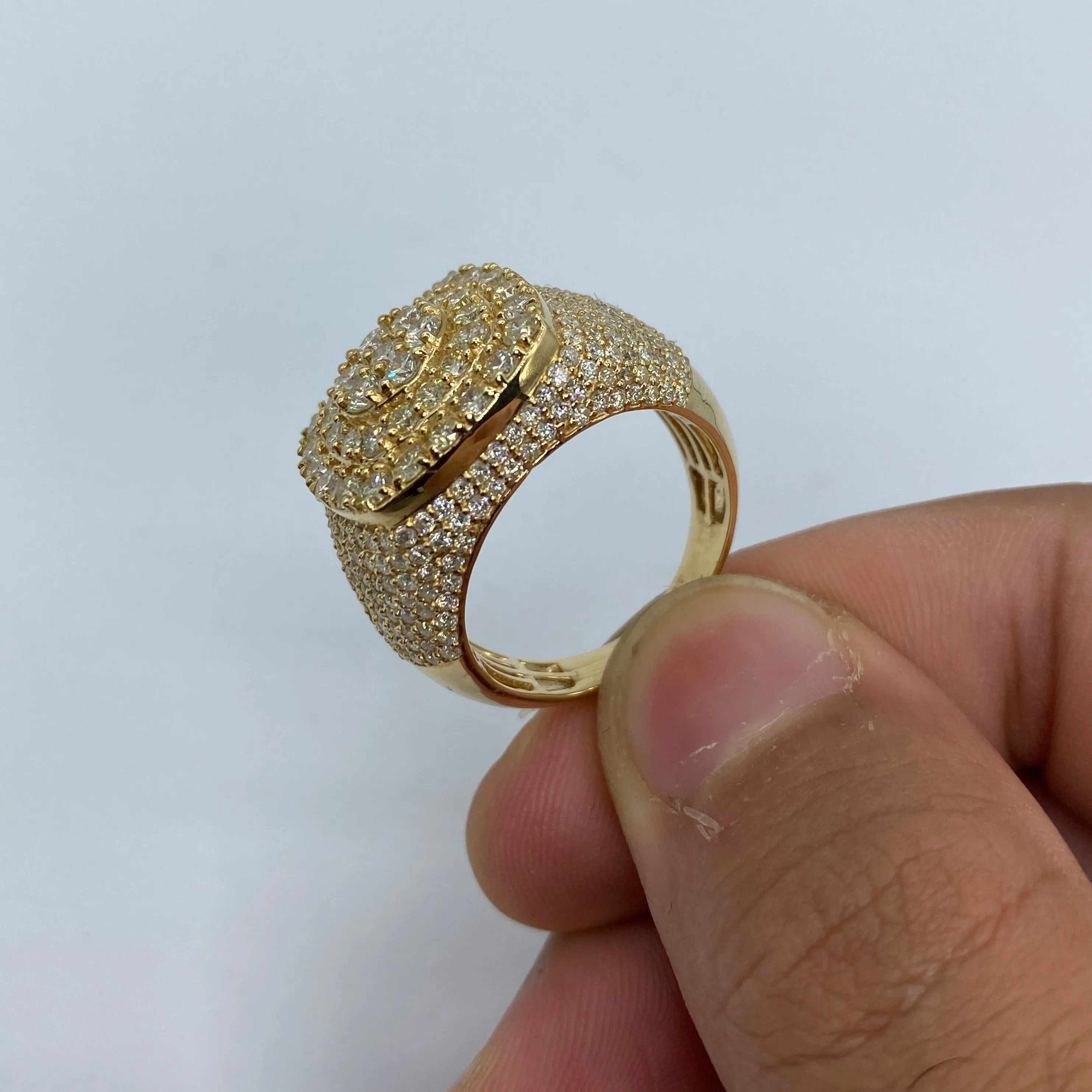 14K Rounded Square Jumbo Diamond Ring