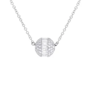 14K White Gold Diamond Small Ball Necklace
