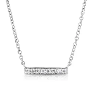 14K White Gold Short Diamond Bar Necklace