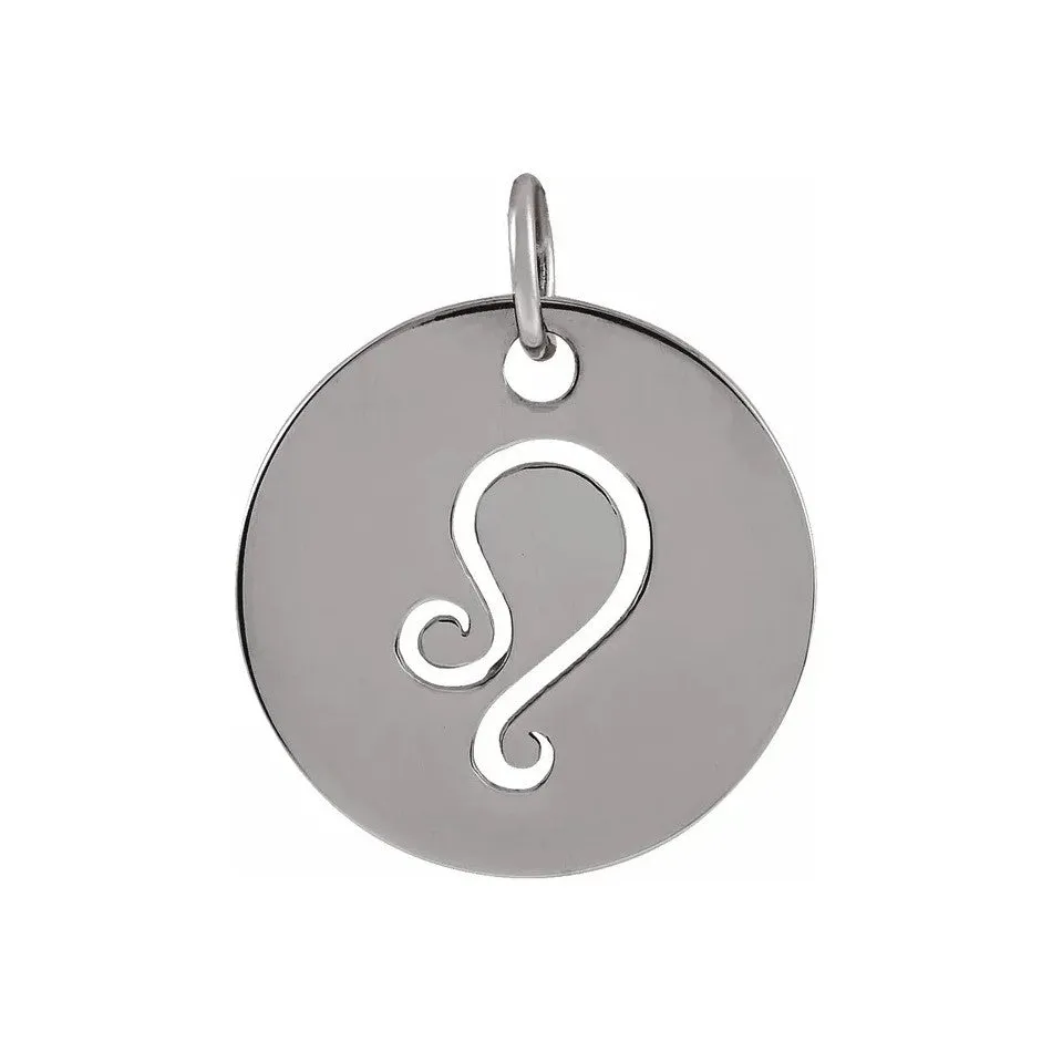 14K White, Yellow or Rose Gold Leo Zodiac Disc Pendant