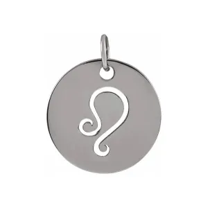 14K White, Yellow or Rose Gold Leo Zodiac Disc Pendant
