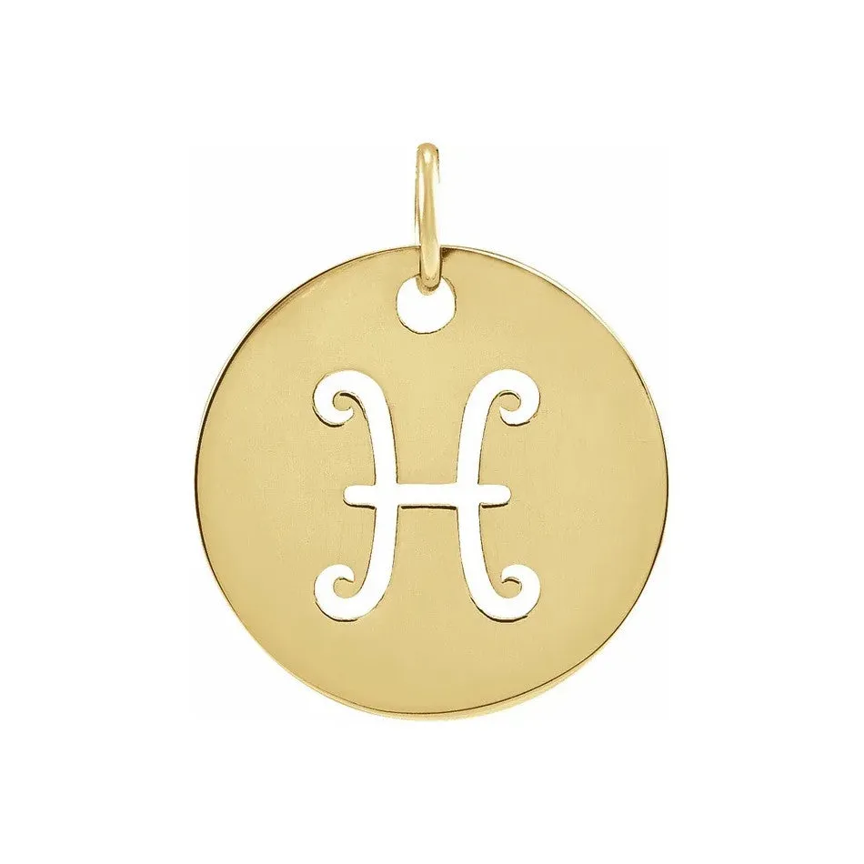 14K White, Yellow or Rose Gold Pieces Zodiac Disc Pendant