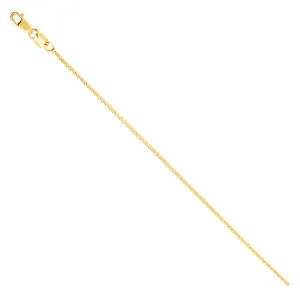 14K Yellow Gold 1.2mm Diamond Cut Wheat Chain 24" (91061)