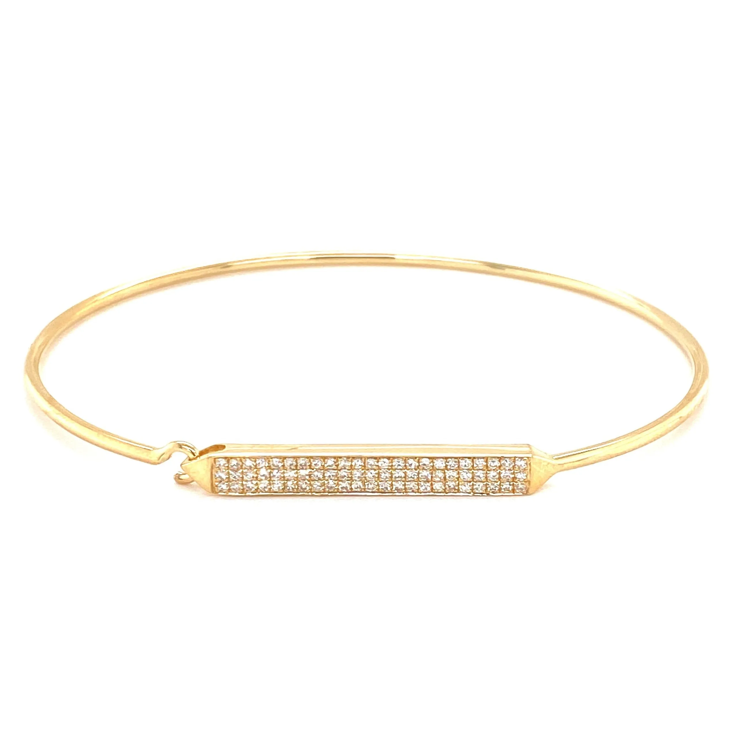 14K Yellow Gold Diamond Bar Bangle