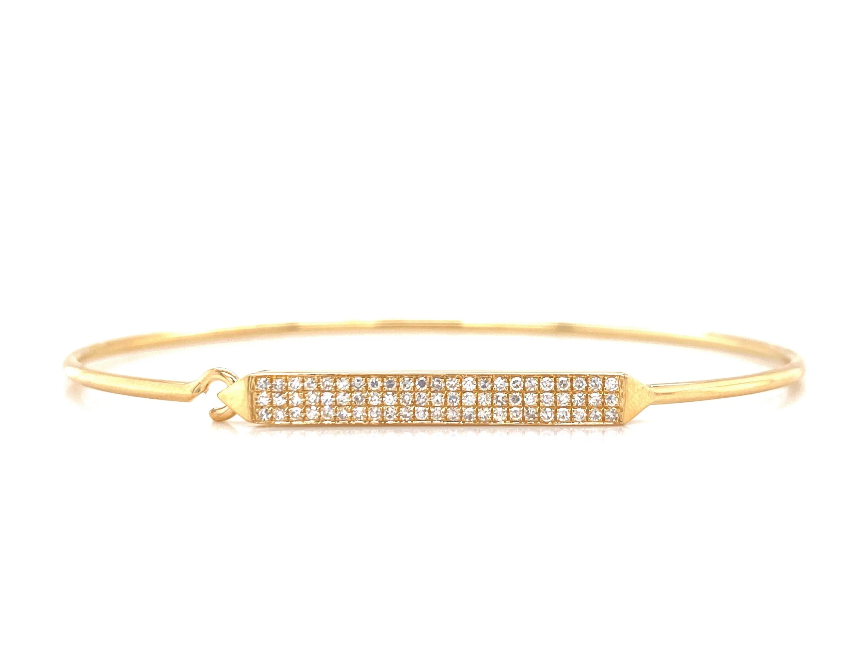 14K Yellow Gold Diamond Bar Bangle